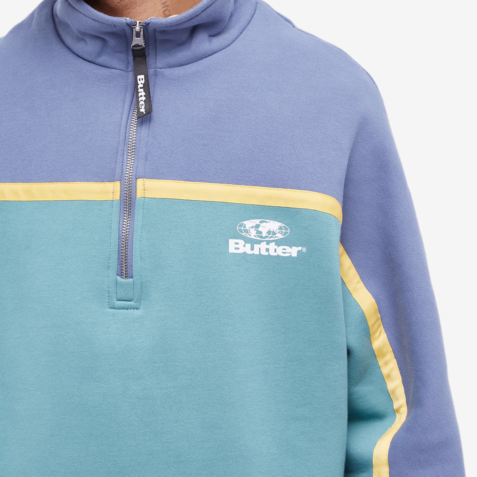 Butter Goods Northcliffe 1/4 Zip Sweat Denim & Sage END.