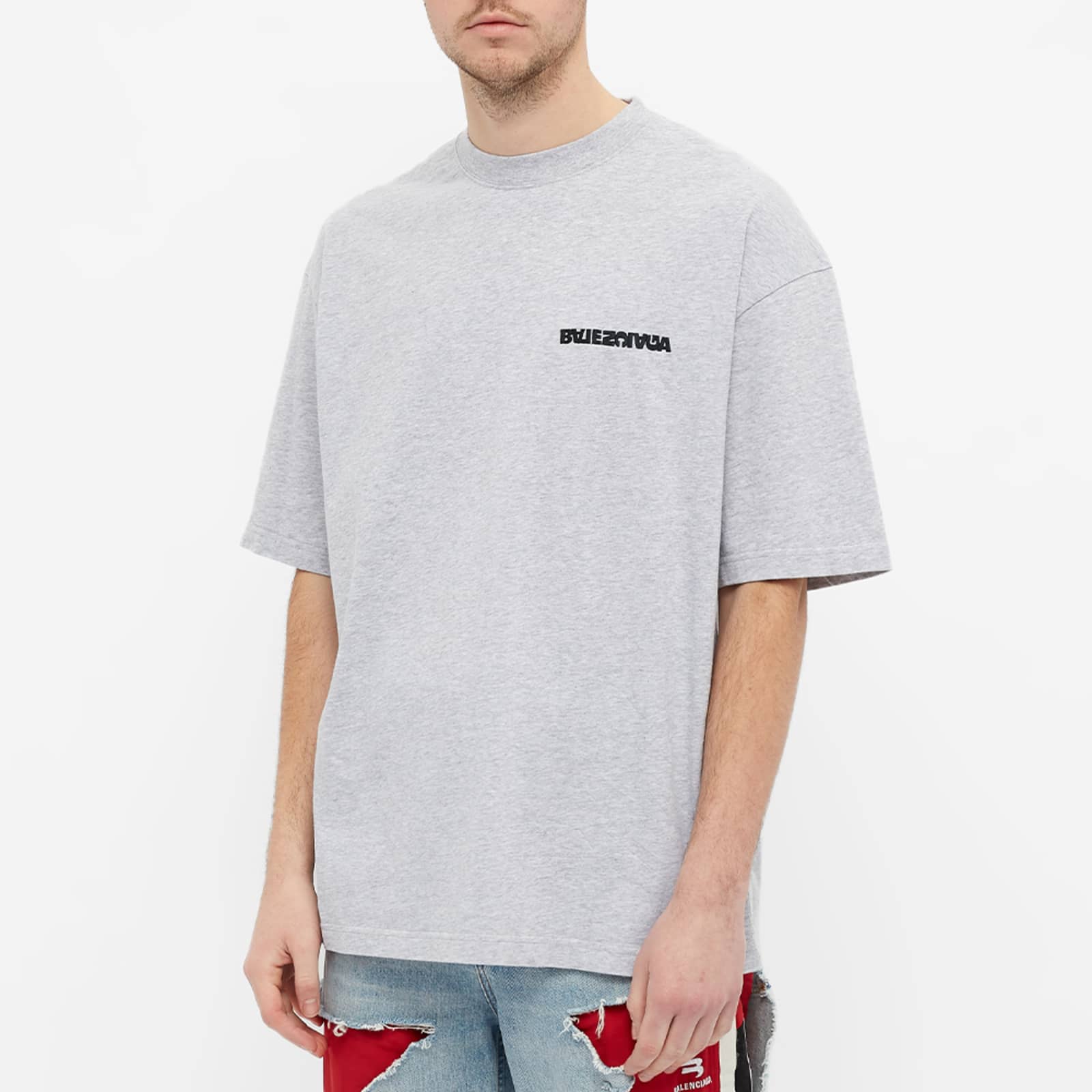 balenciaga grey logo t shirt