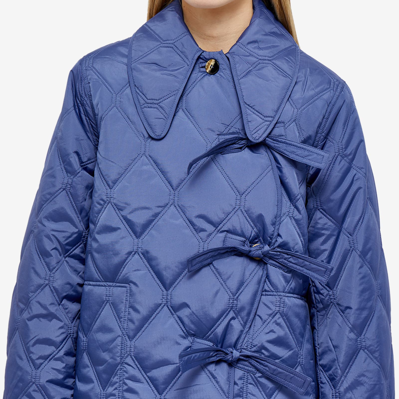 GANNI Ripstop Quilt Asymmetric Jacket Gray Blue END. (SG)