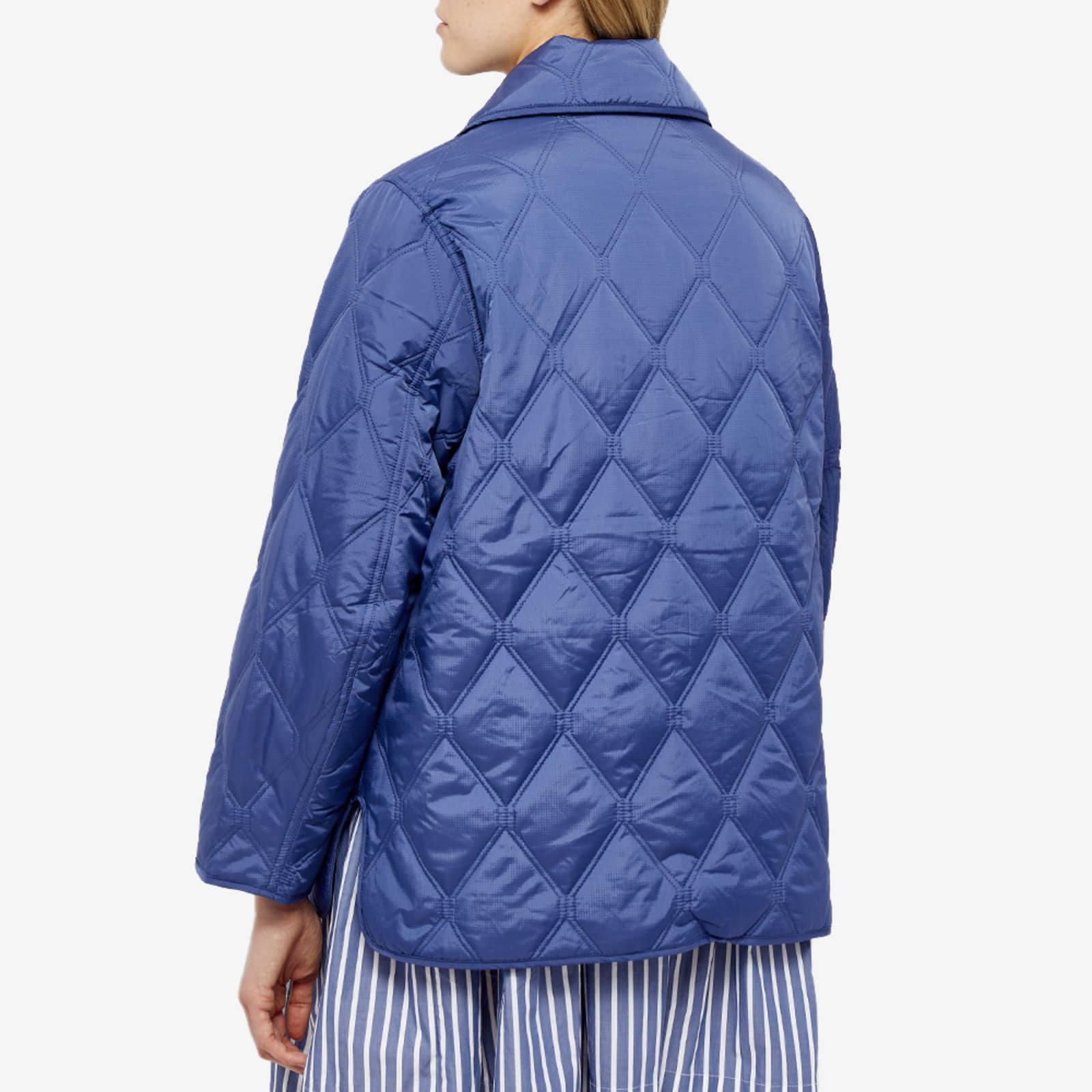 GANNI Ripstop Quilt Asymmetric Jacket Gray Blue END. (SG)