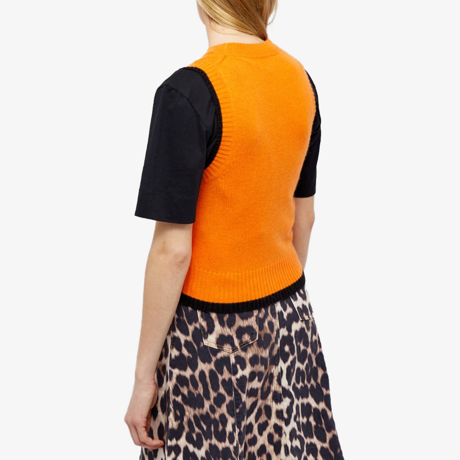 GANNI Logo Knitted Vest - Orangeade