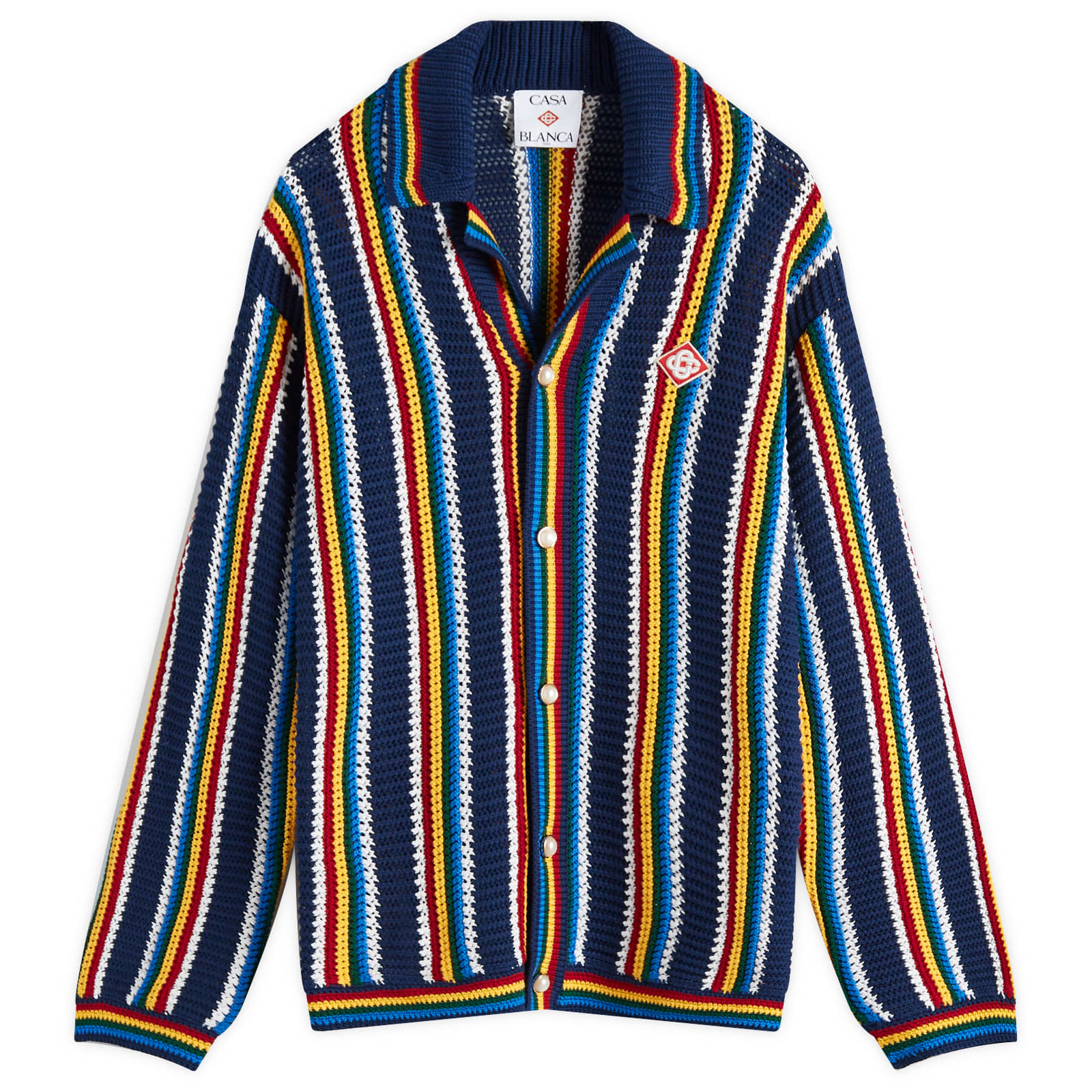 Casablanca Crochet Button Up - Navy