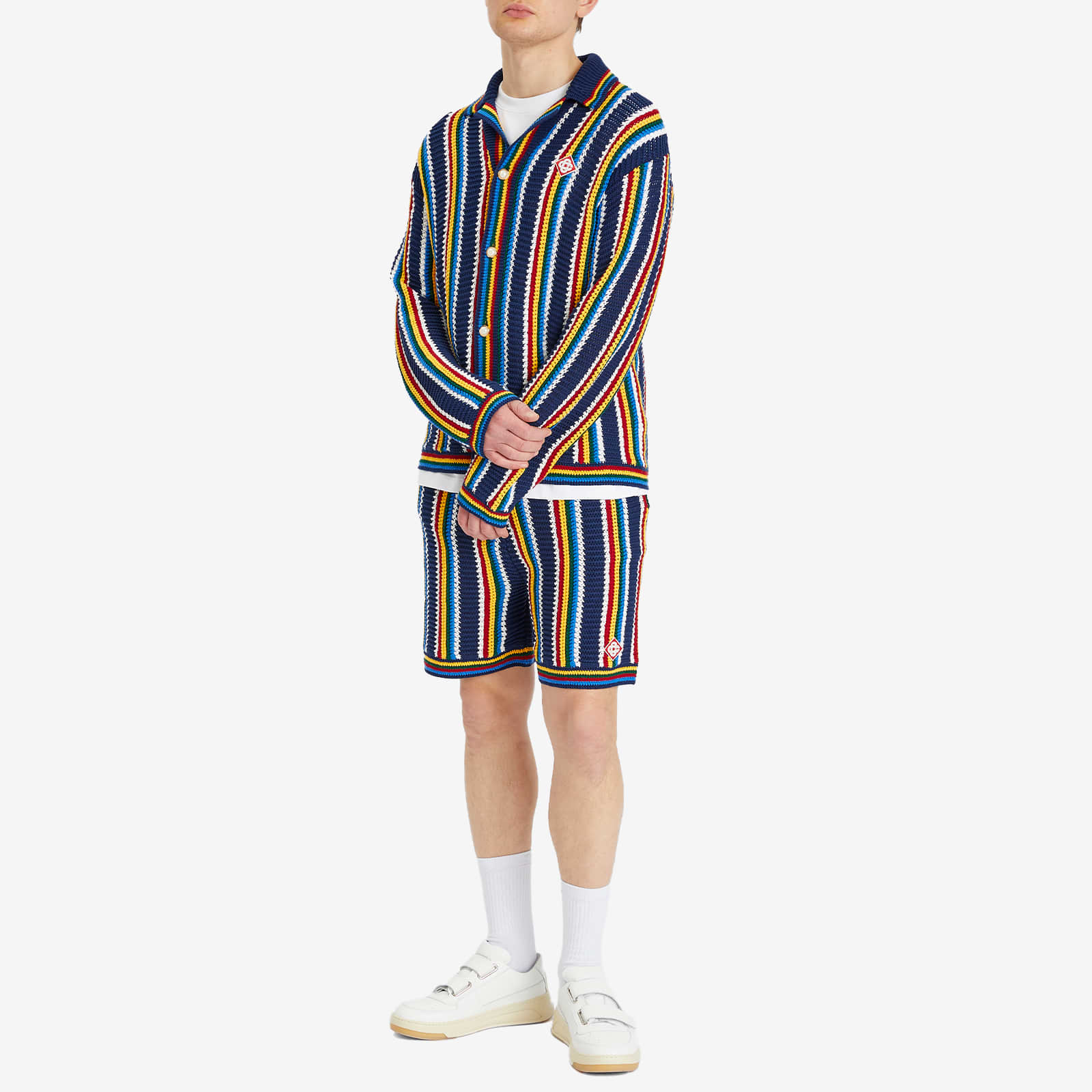 Casablanca Crochet Button Up - Navy
