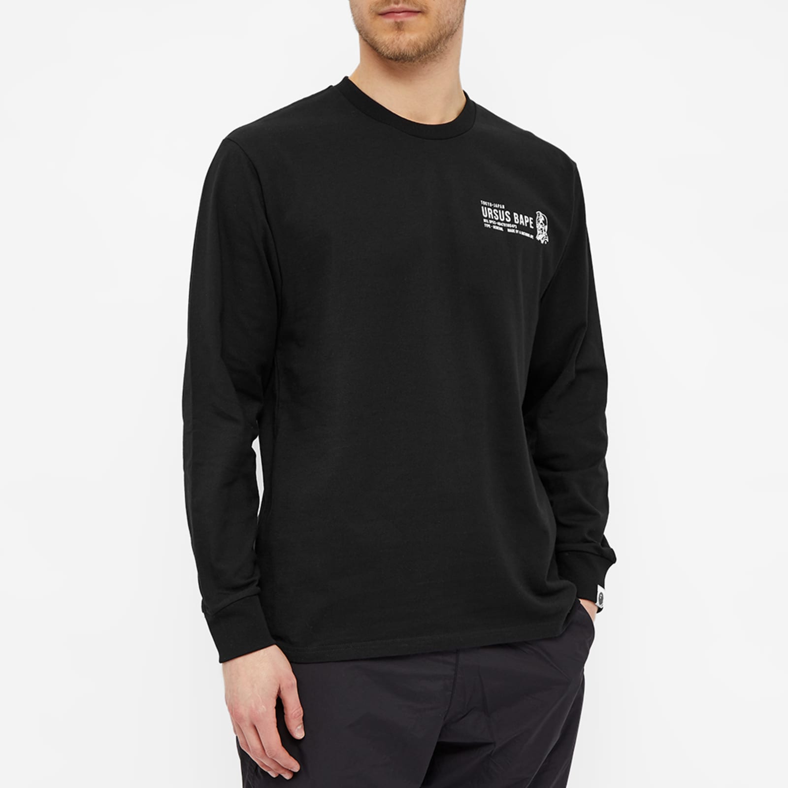 BAPE Long Sleeve Ursus Camo Tape TShirt Black END. (GB)