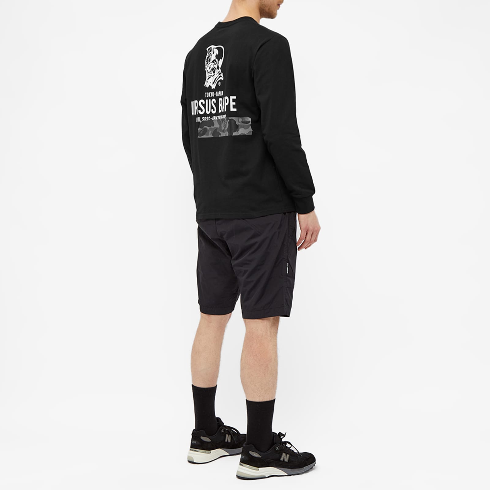 BAPE Long Sleeve Ursus Camo Tape TShirt Black END. (GB)