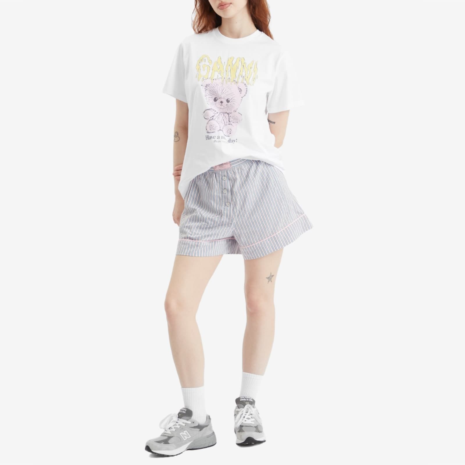GANNI Teddy Relaxed T-Shirt - Bright White