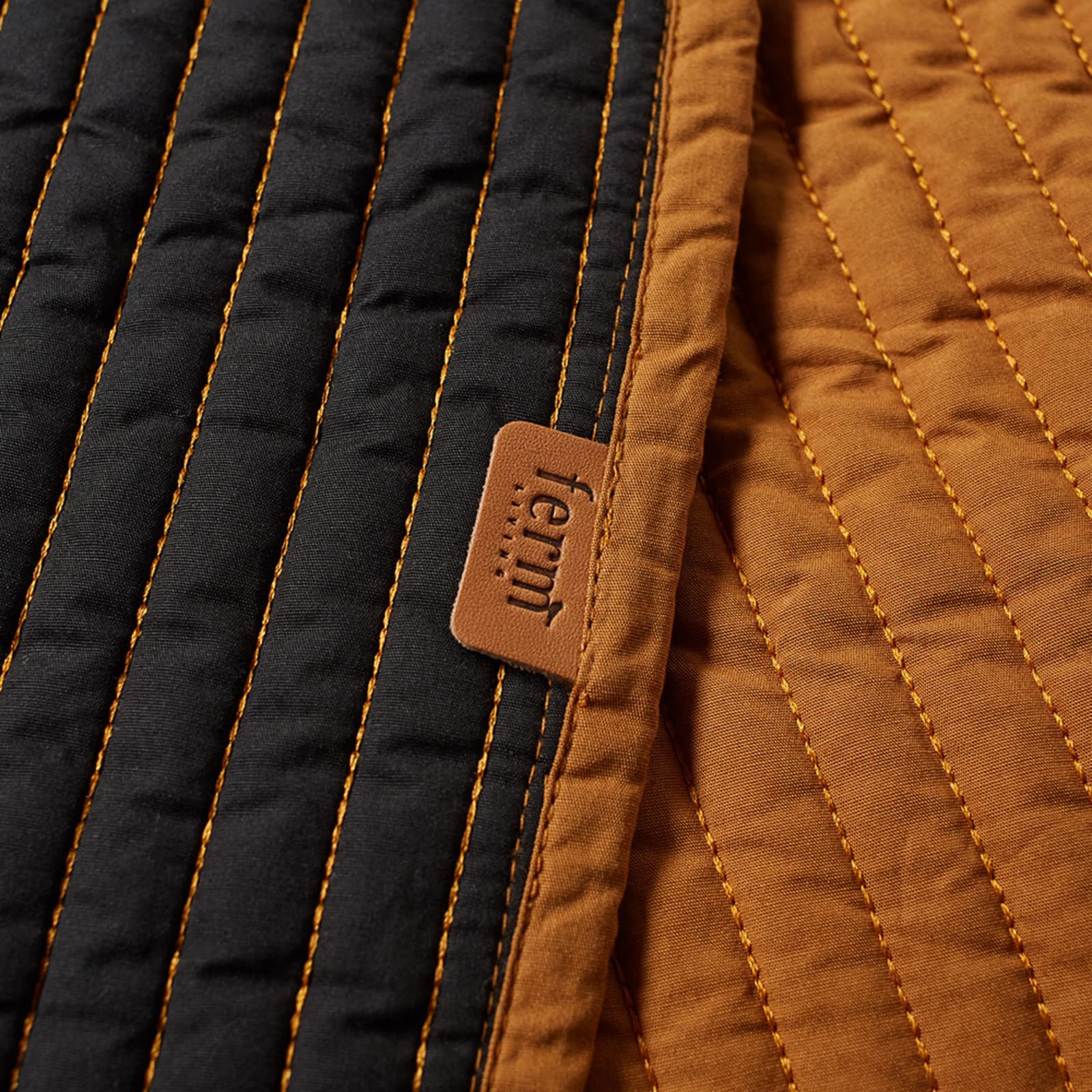 ferm LIVING Shay Patchwork Quilt Blanket Mustard END.