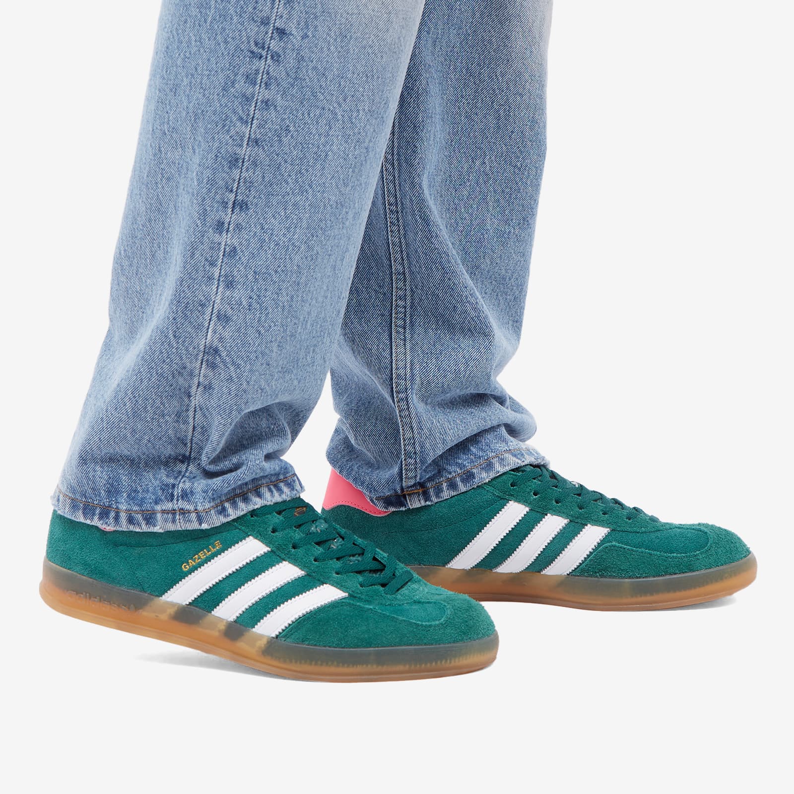 Adidas Gazelle Indoor Collegiate Green, Ftwr White & Lucid Pink END.