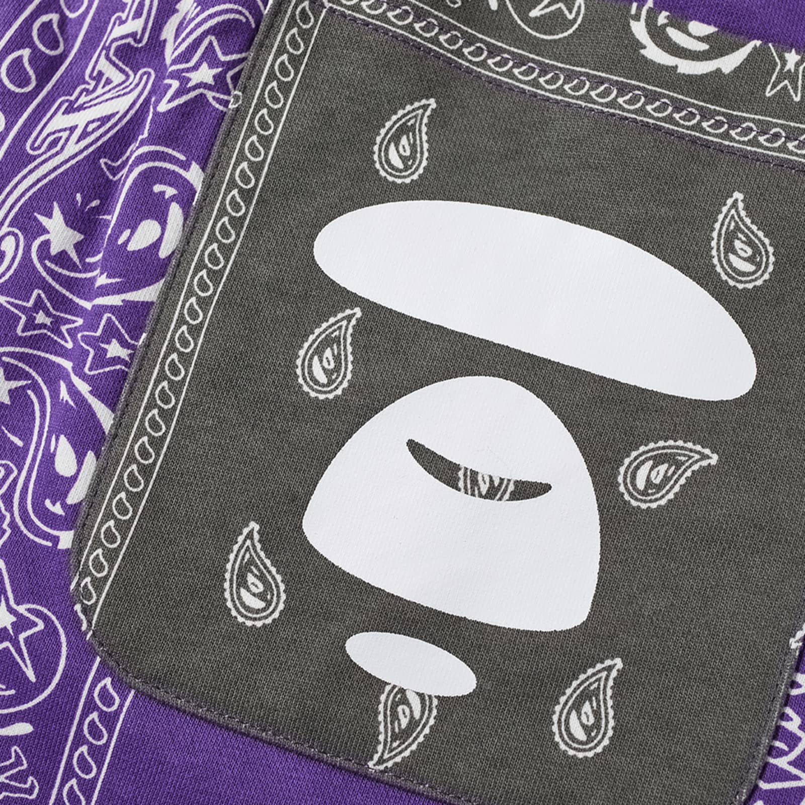 AAPE Bandana Jersey Shorts Purple &White END.