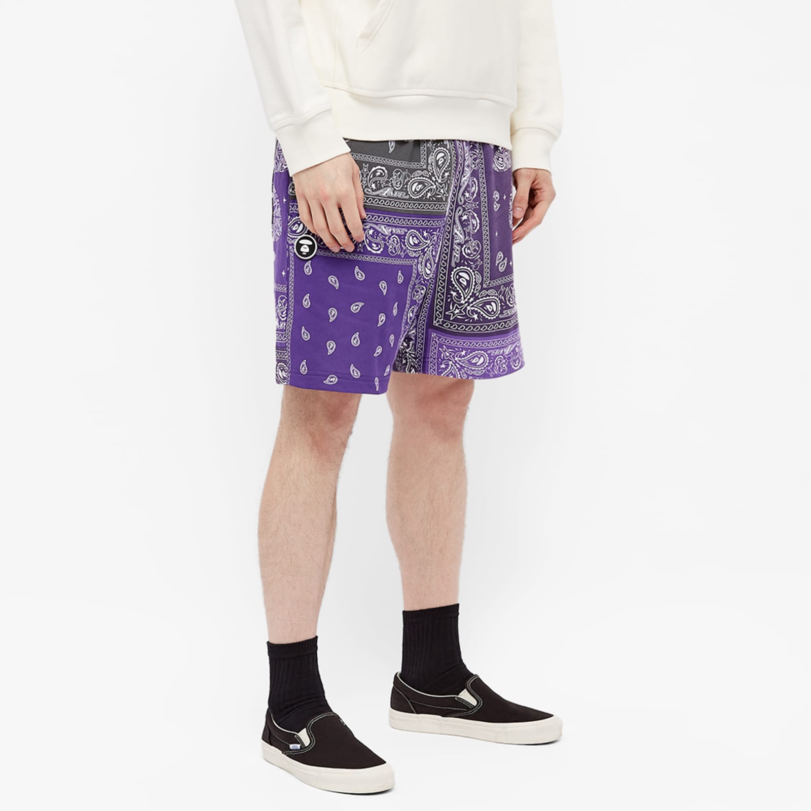 AAPE Bandana Jersey Shorts Purple &White END.