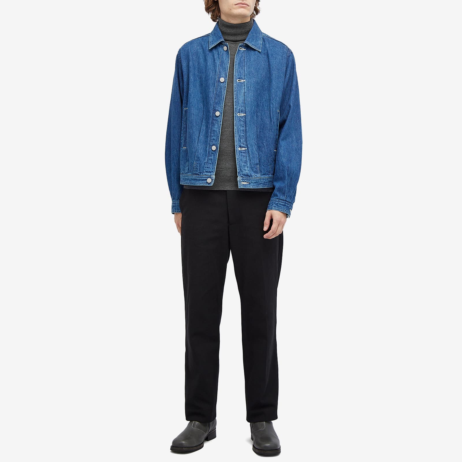 AMI Paris Small A Heart Roll Neck Knit - Heather Grey