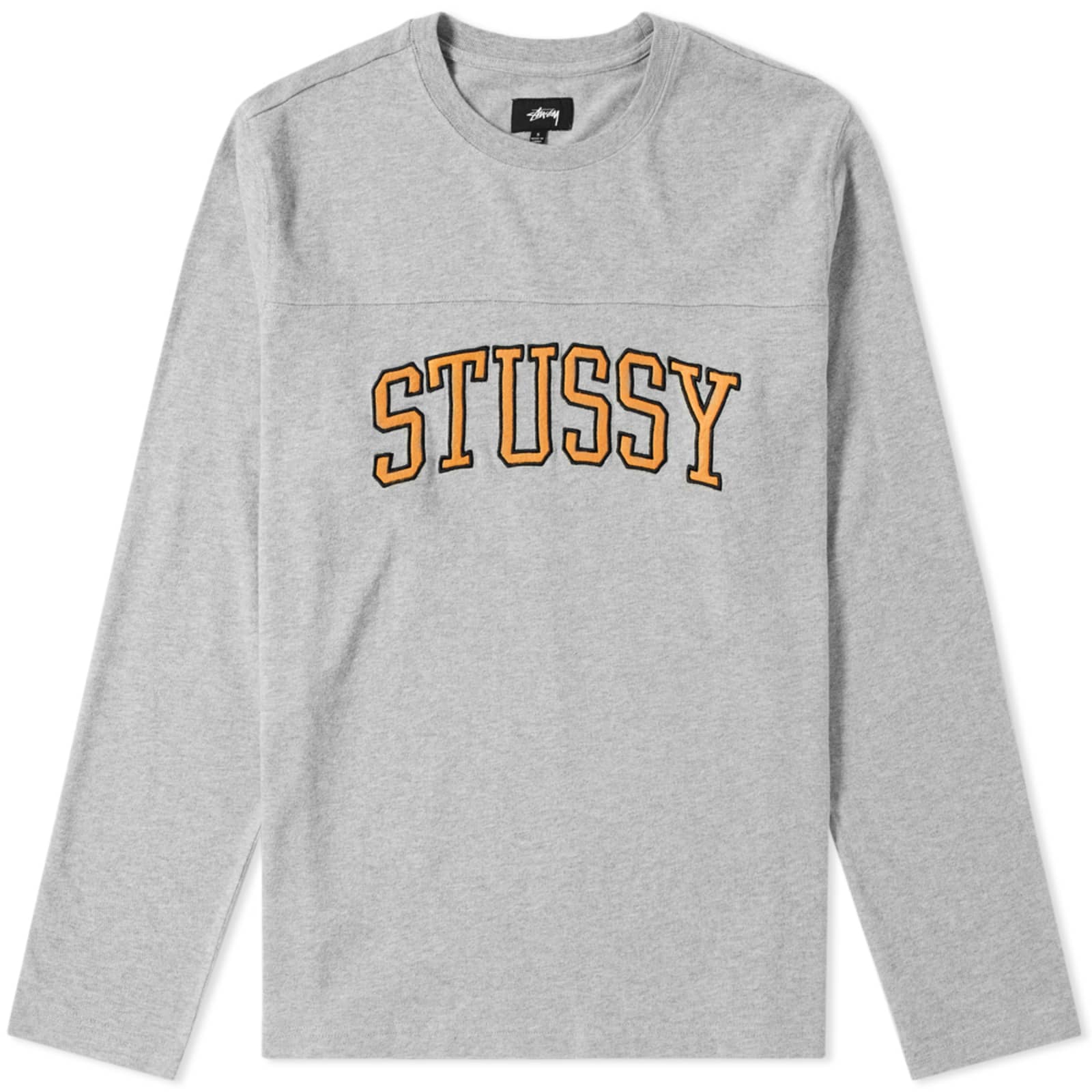 Stussy Long Sleeve Kent Football Jersey Tee Grey Heather END. (US)