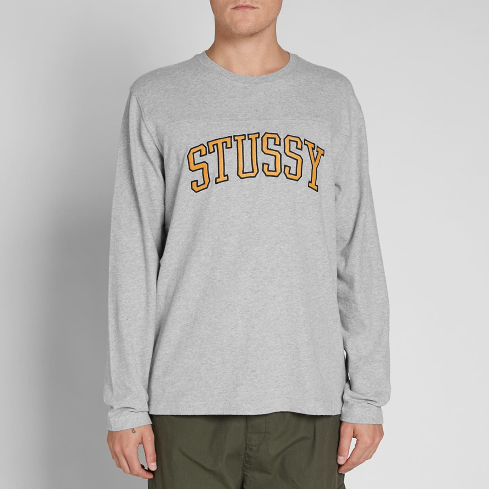 Stussy Long Sleeve Kent Football Jersey Tee Grey Heather END. (US)