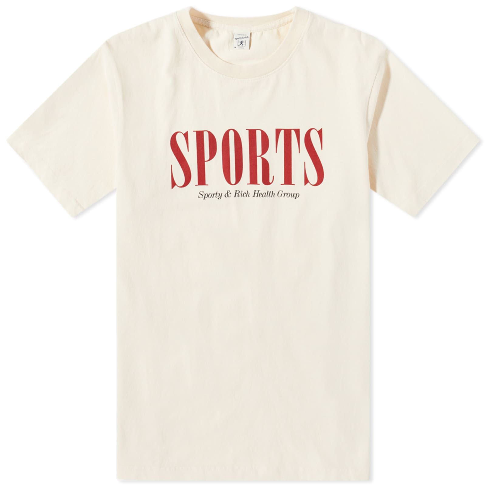 Sporty & Rich Sports Logo TShirt Cream & Maroon END.
