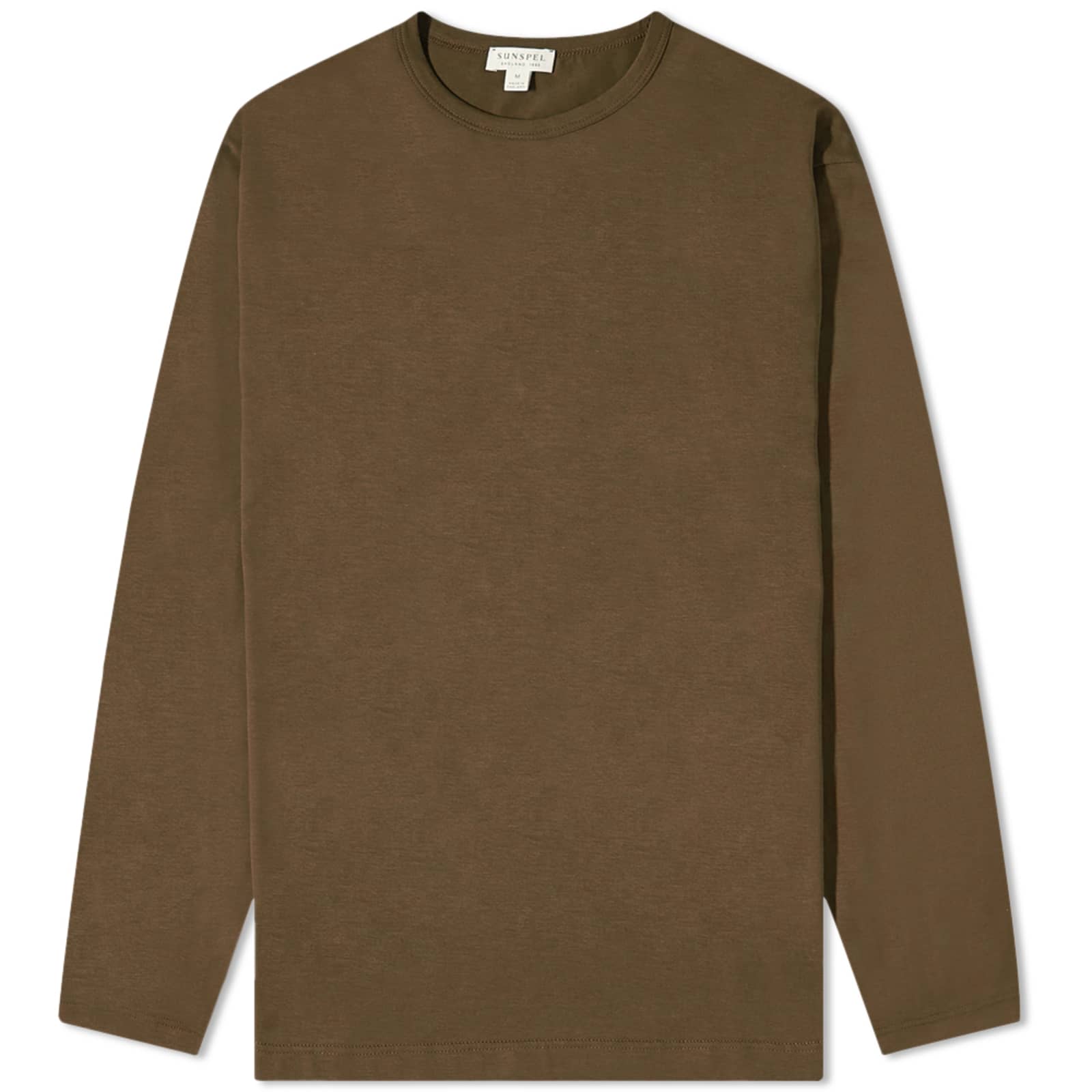 Sunspel Long Sleeve Crew Neck T-Shirt - Dark Moss