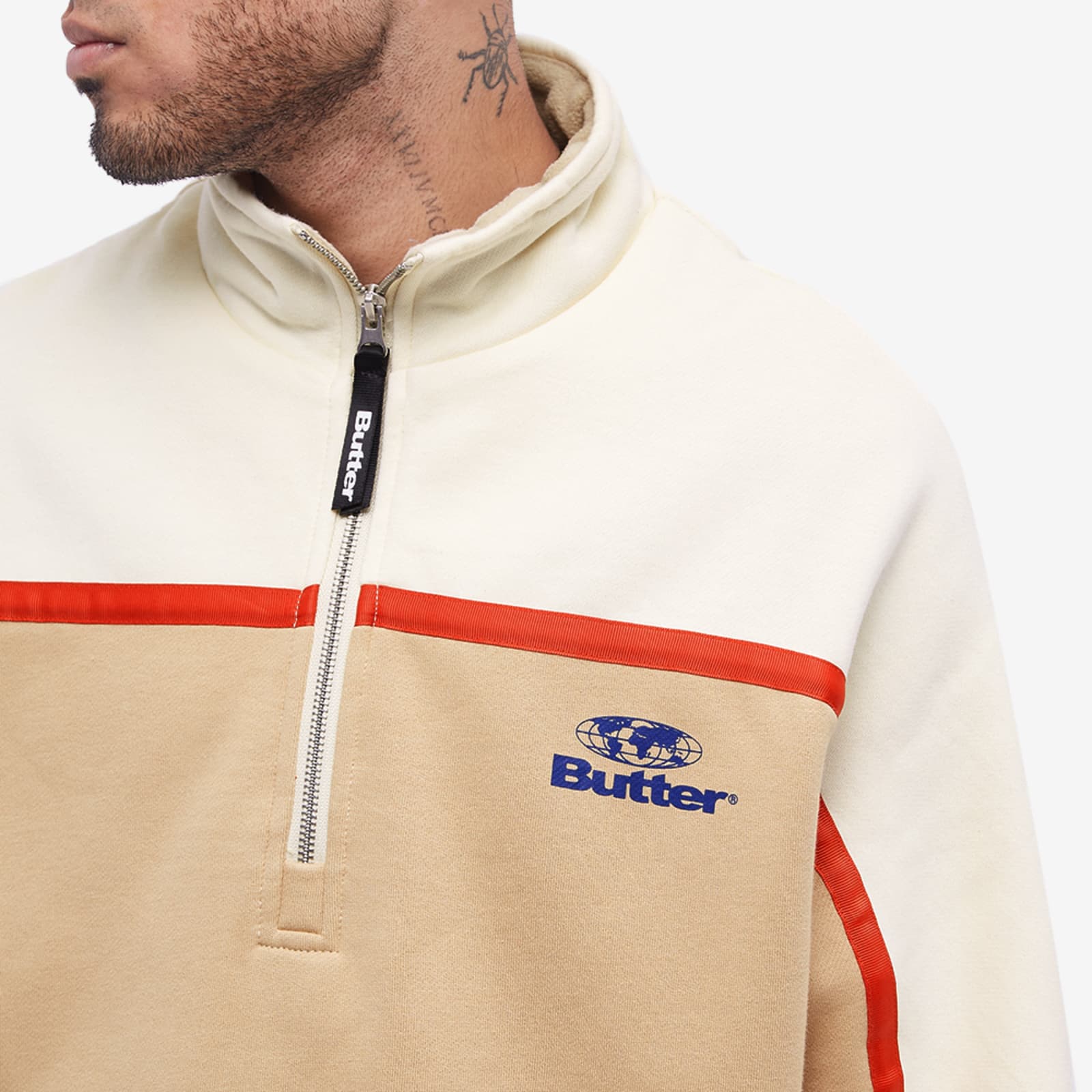 Butter Goods Northcliffe 1/4 Zip Sweat Cream & Tan END.