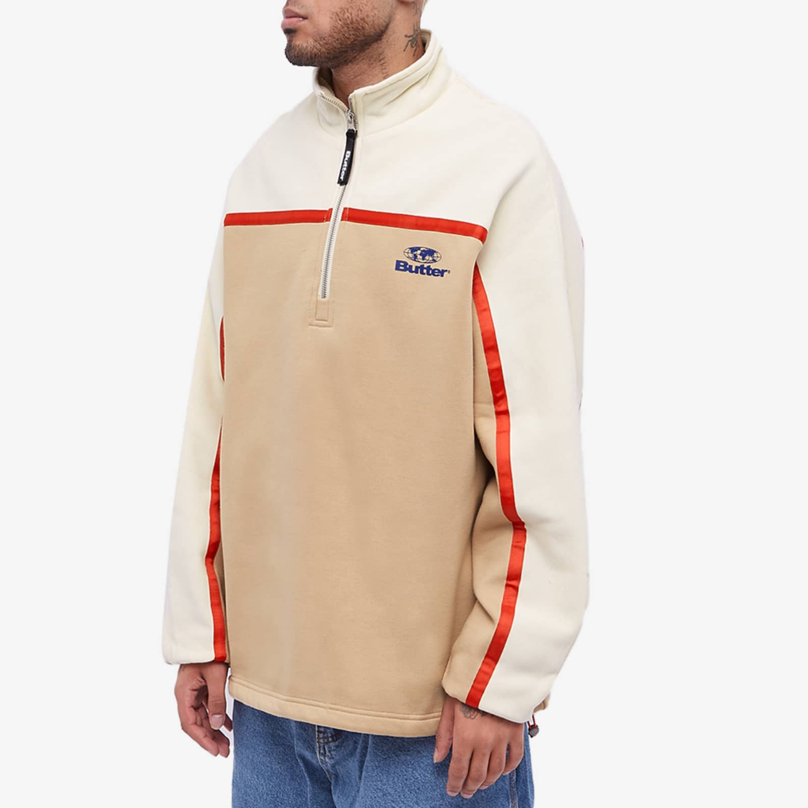 Butter Goods Northcliffe 1/4 Zip Sweat Cream & Tan END.