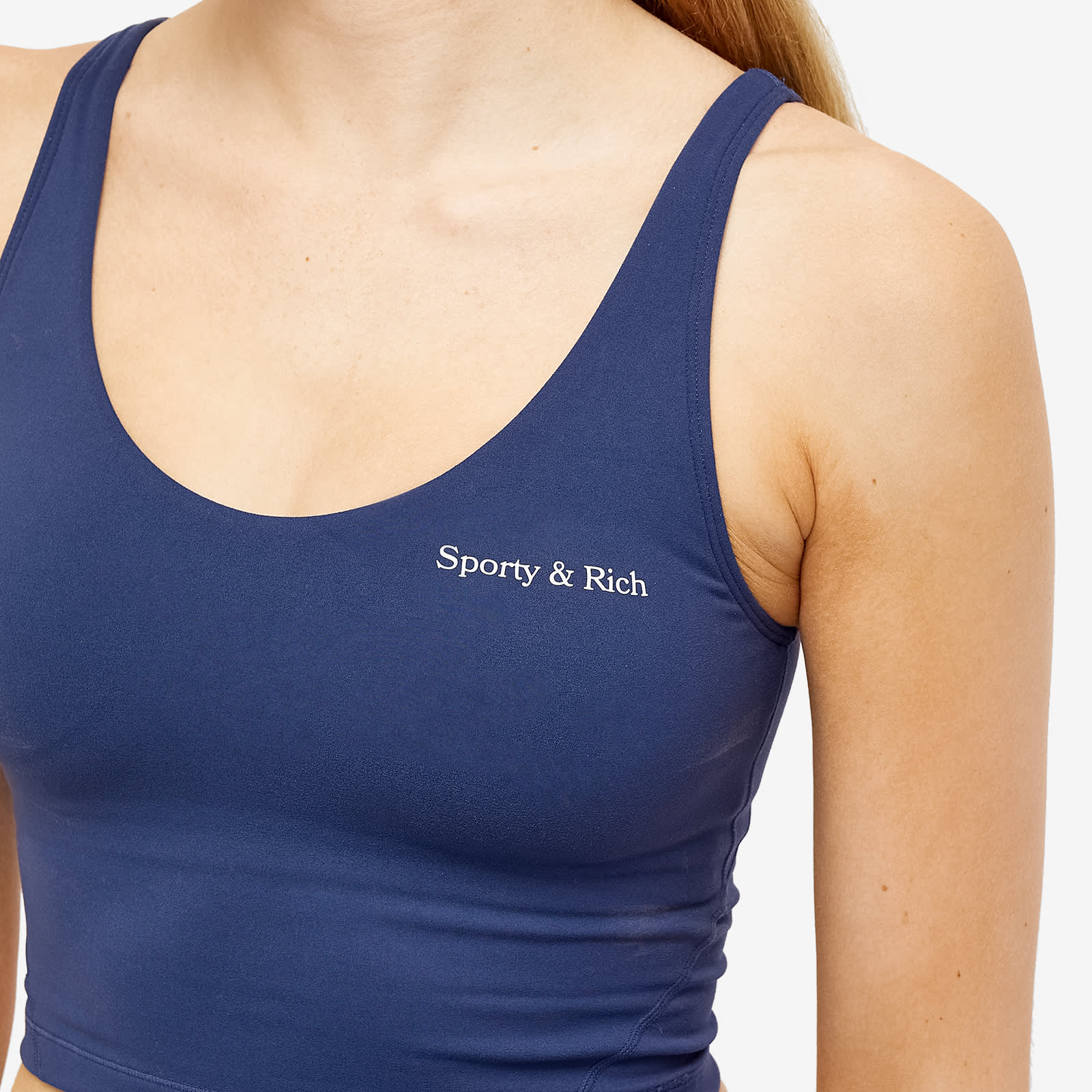 Sporty & Rich Serif Cropped Tank Navy & White END.