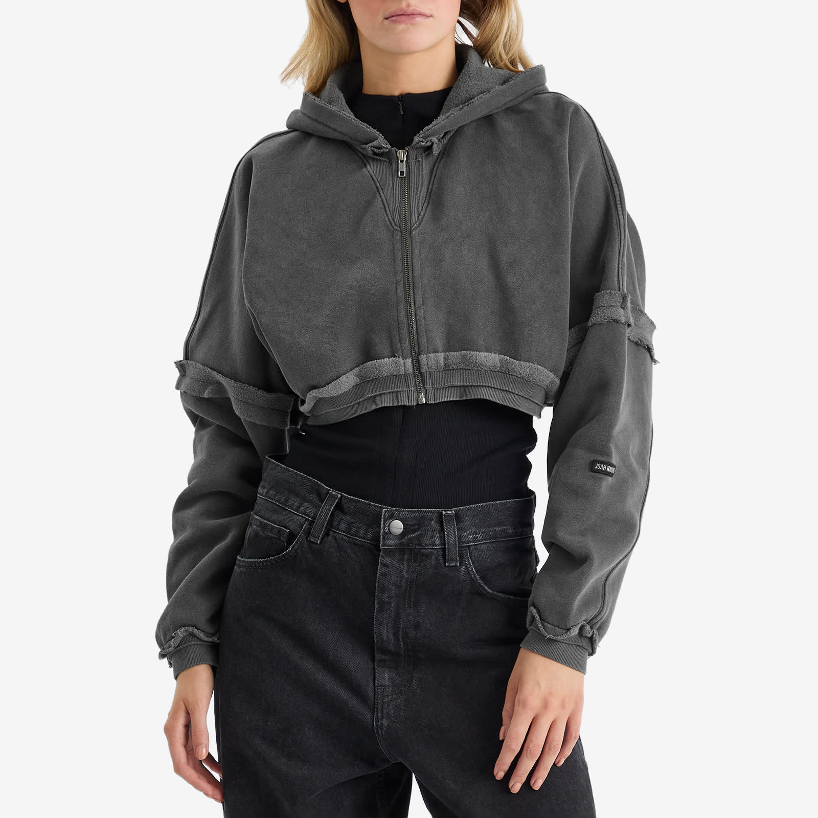 Joah Brown Deconstructed Crop Zip Hoodie