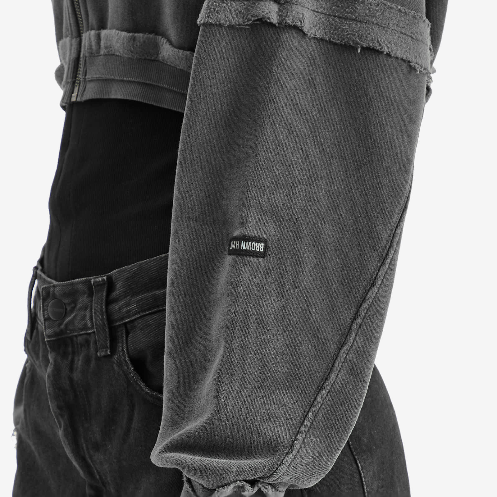 Joah Brown Deconstructed Crop Zip Hoodie