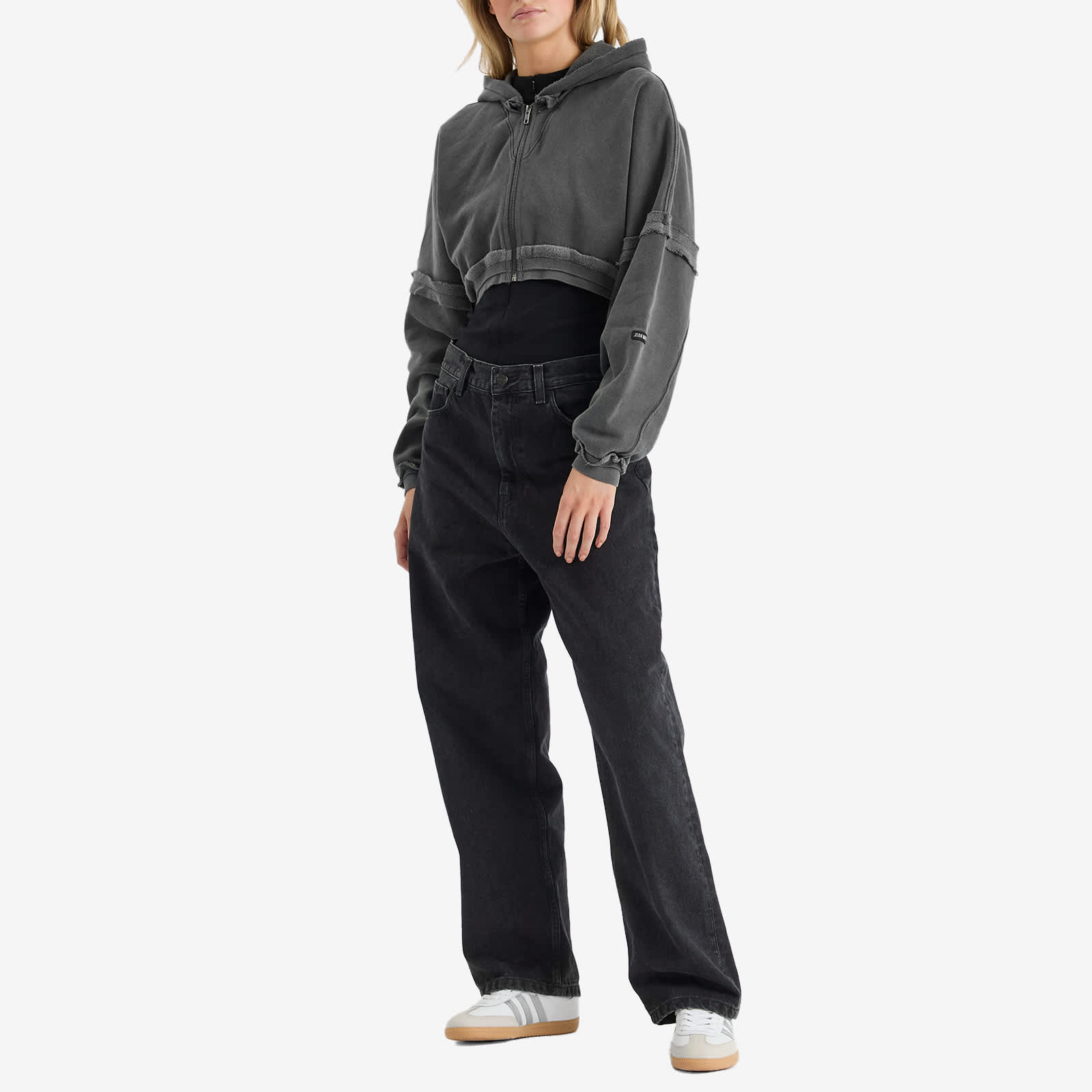 Joah Brown Deconstructed Crop Zip Hoodie