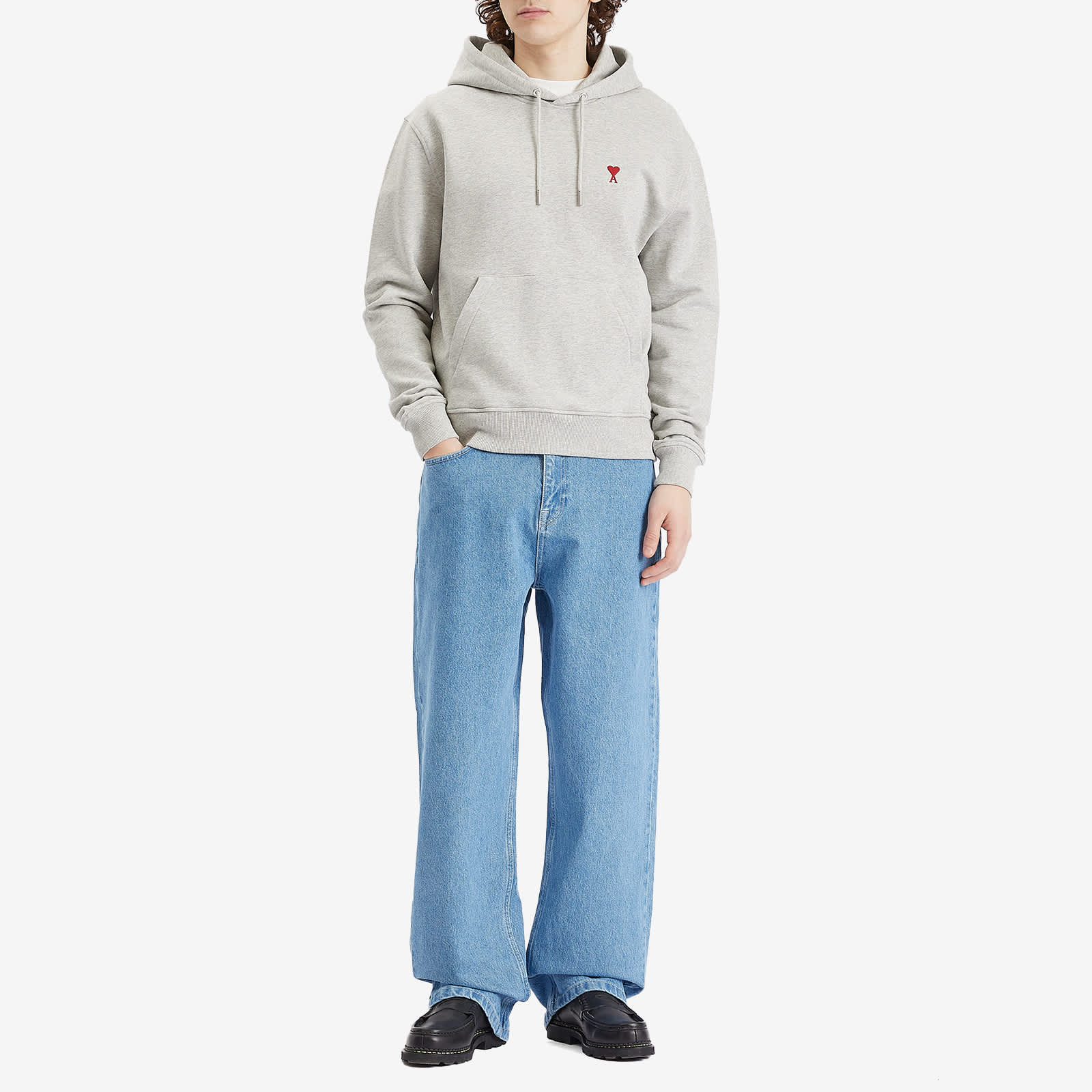 AMI Paris Ami De Coeur Hoodie - Heather Ash Grey