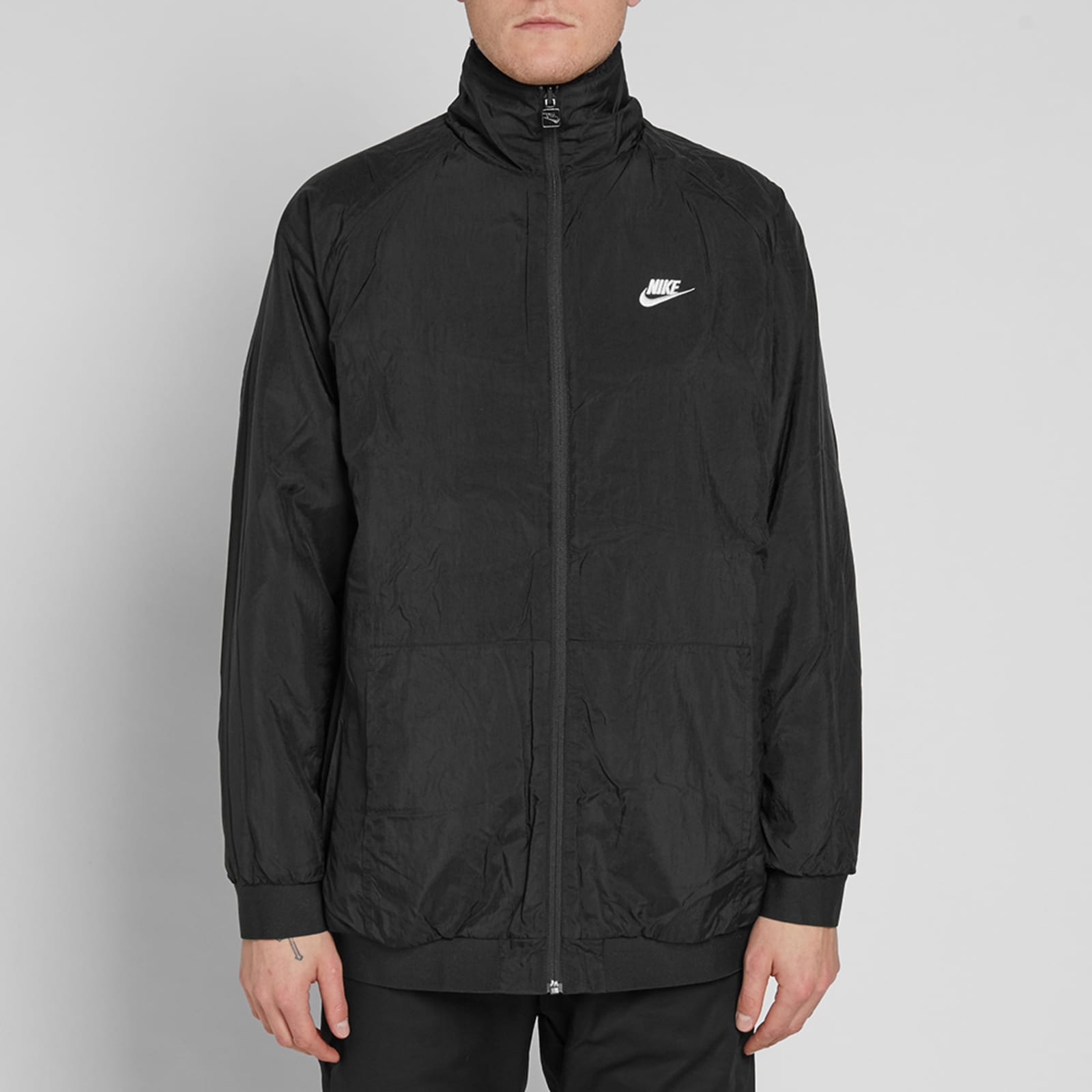 Nike pro training zip jacket with large swoosh in black clearance
