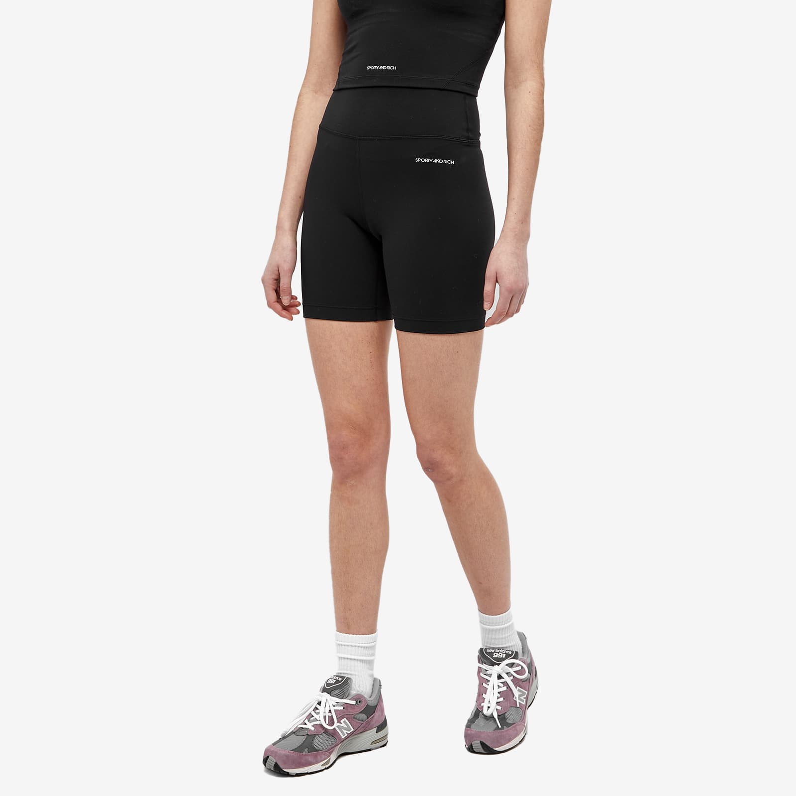black and white biker shorts