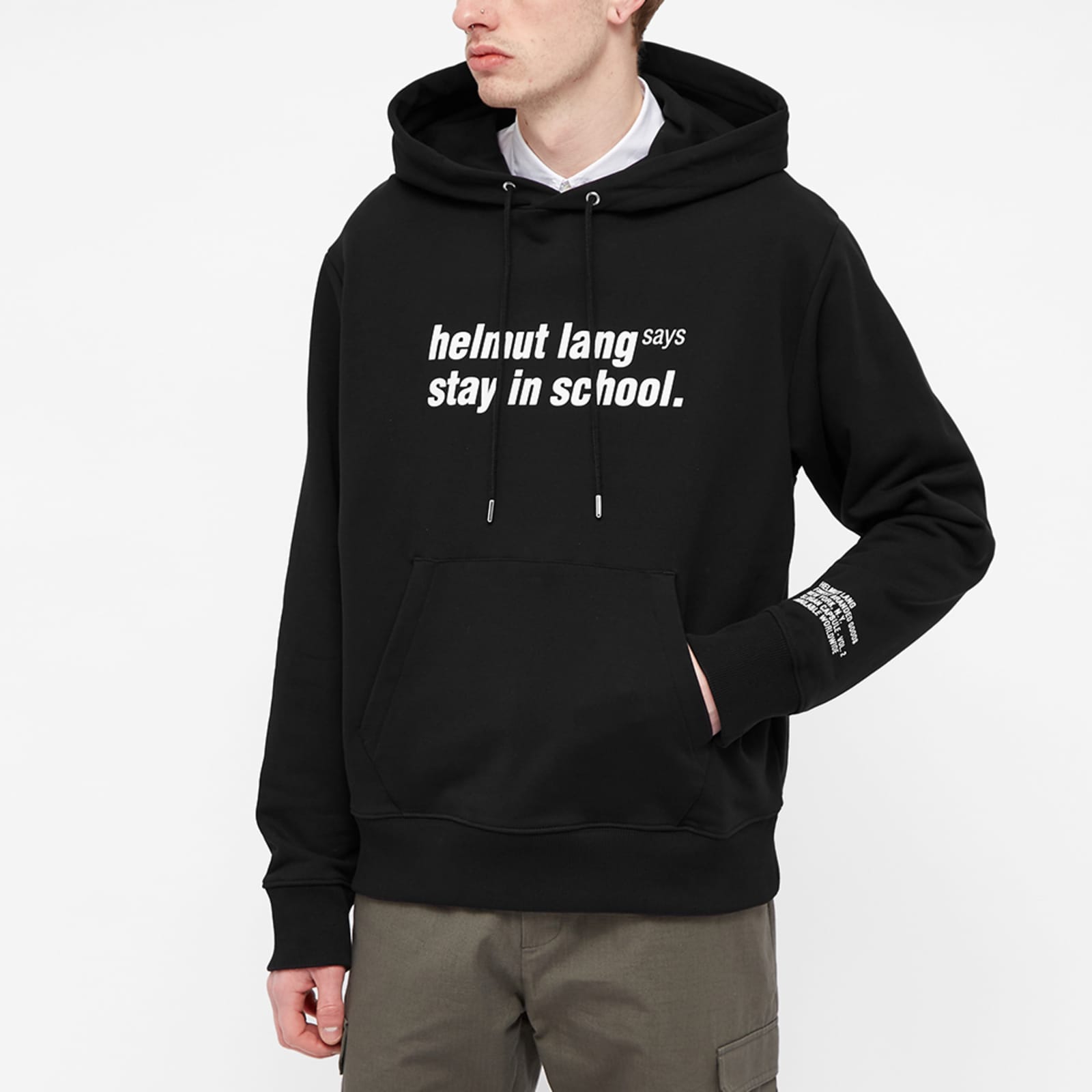 Helmut Lang Helmut Lang Says Stay In School Popover Hoodie - Basalt Black