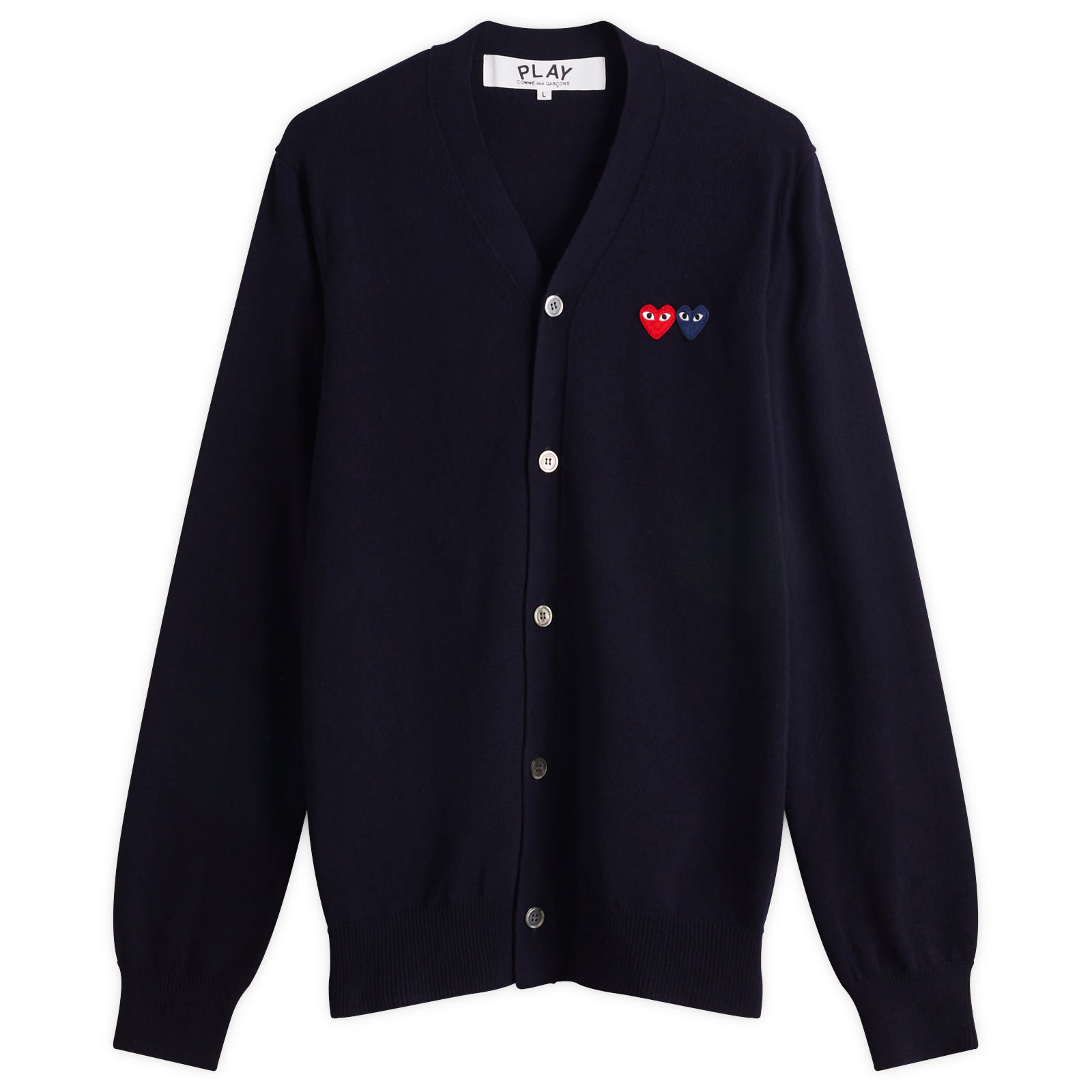 Comme des Garçons Play Double Heart Cardigan - Navy