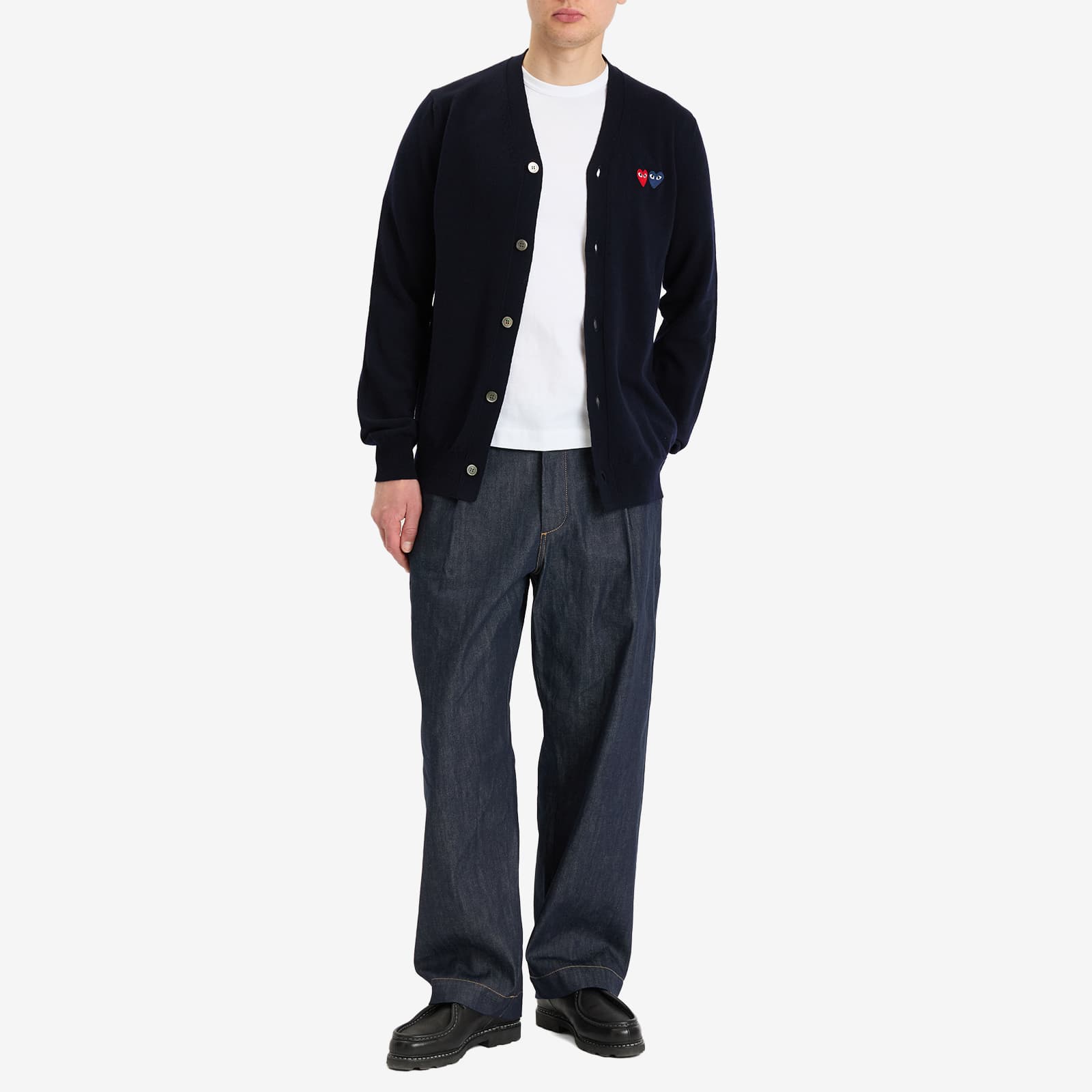 Comme des Garçons Play Double Heart Cardigan - Navy