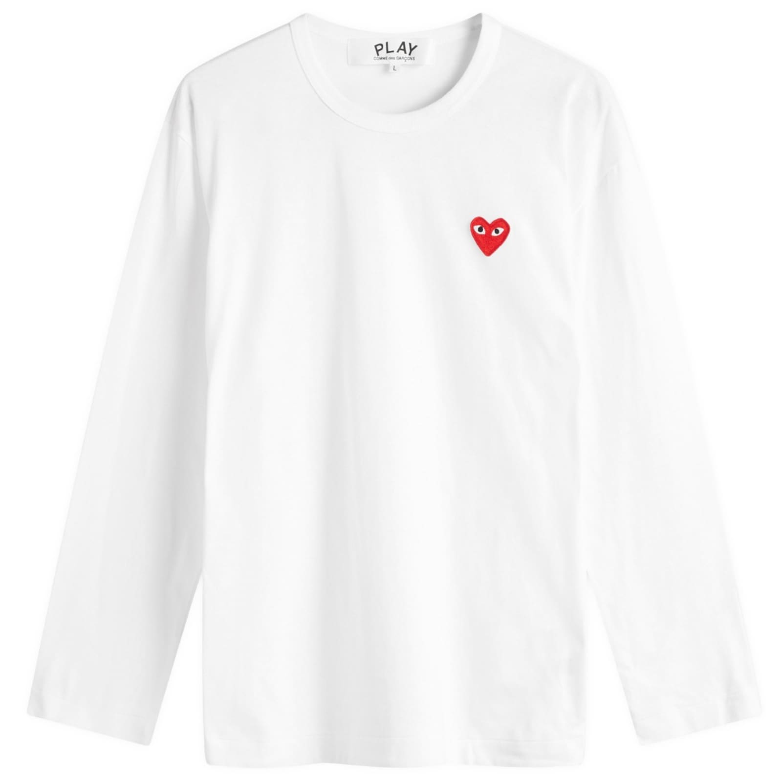Comme des Garçons Play Long Sleeve Basic Logo T-Shirt - White & Red