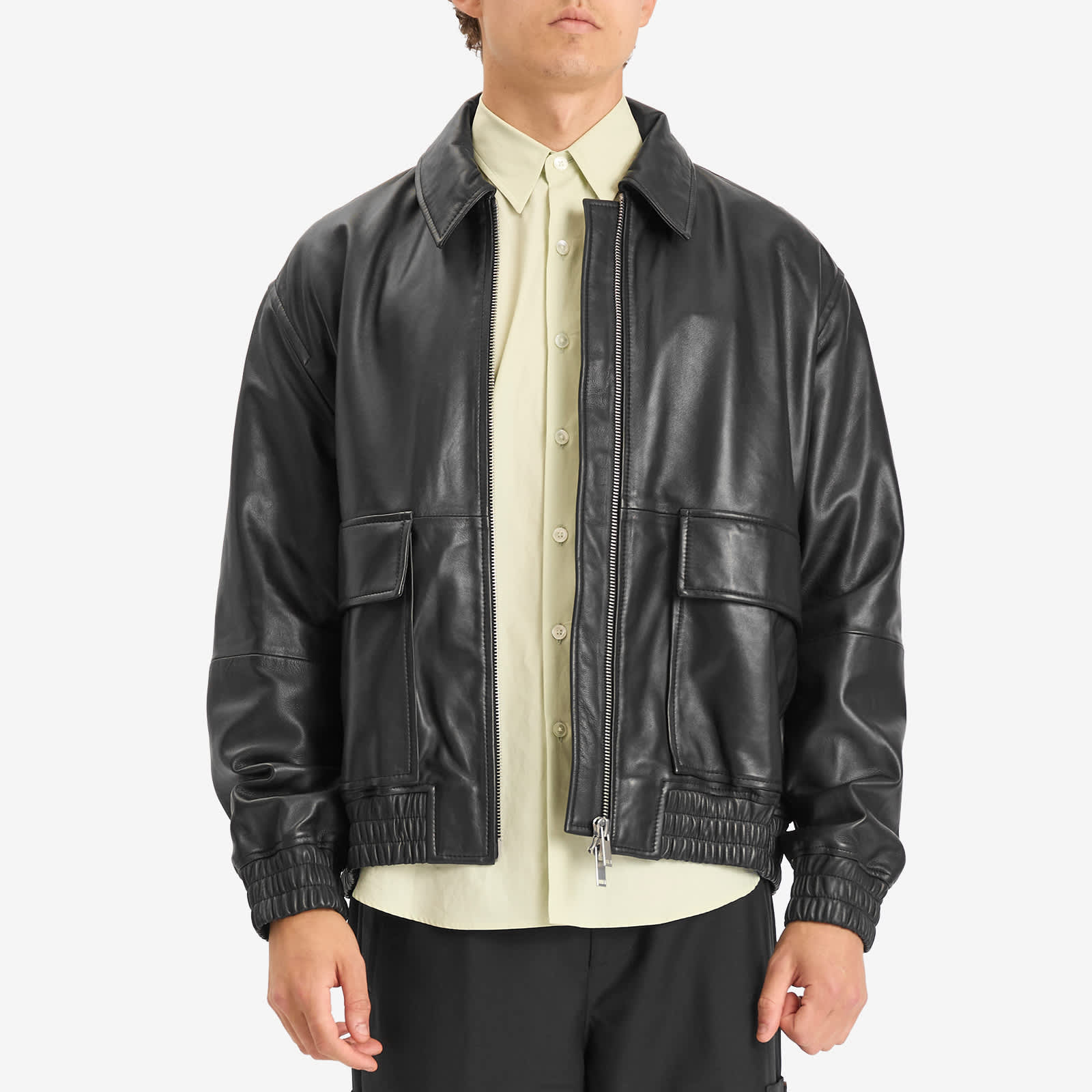 Studio Nicholson Piston Leather Bomber Jacket