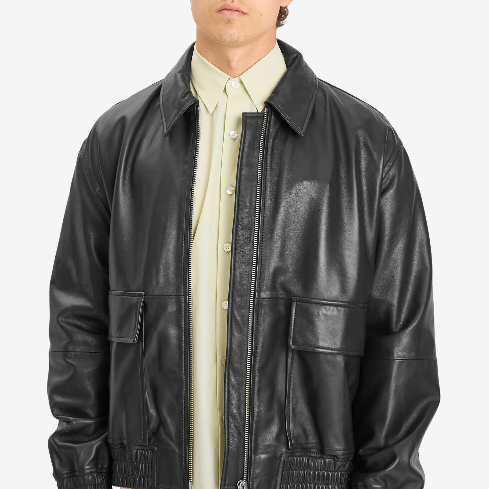 Studio Nicholson Piston Leather Bomber Jacket