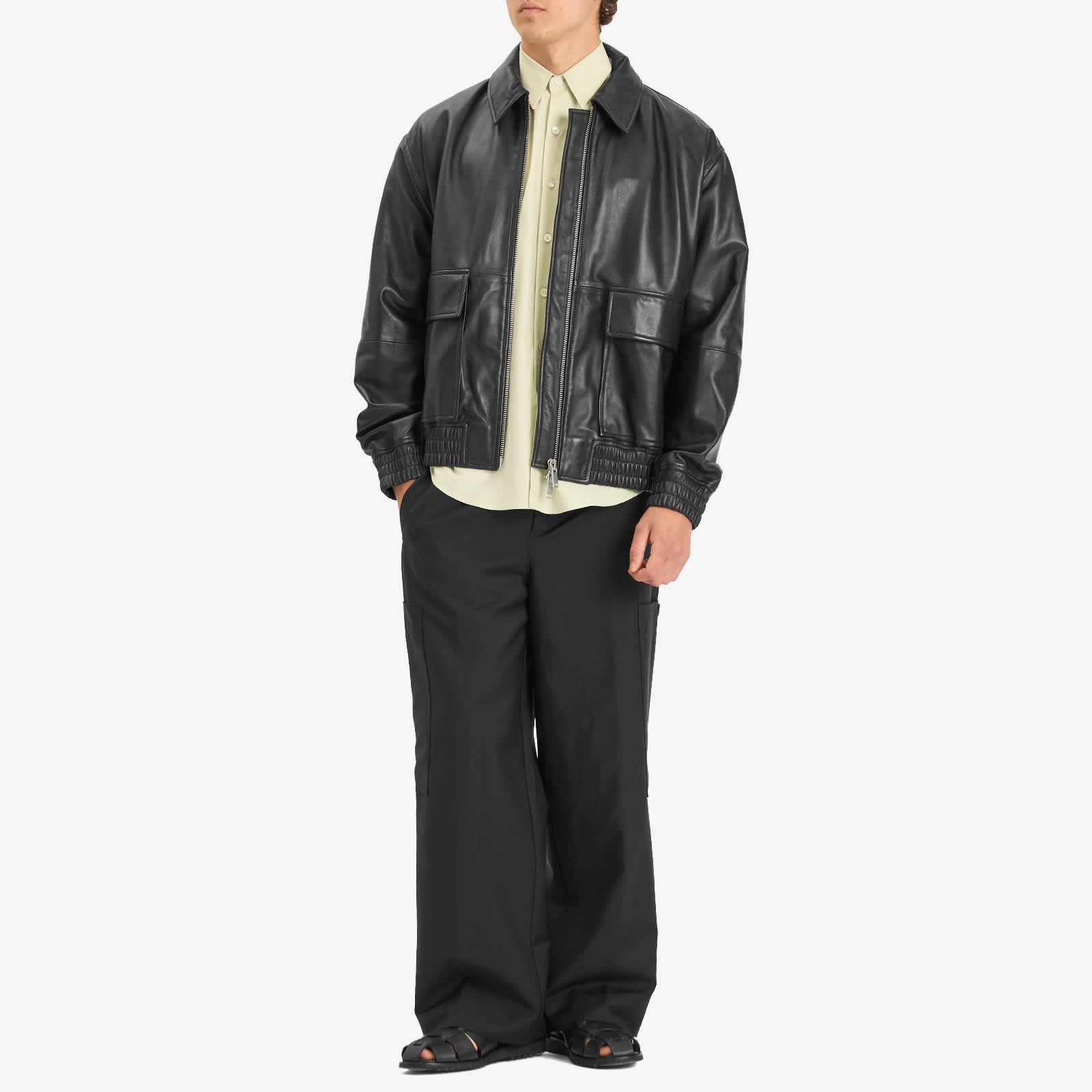 Studio Nicholson Piston Leather Bomber Jacket