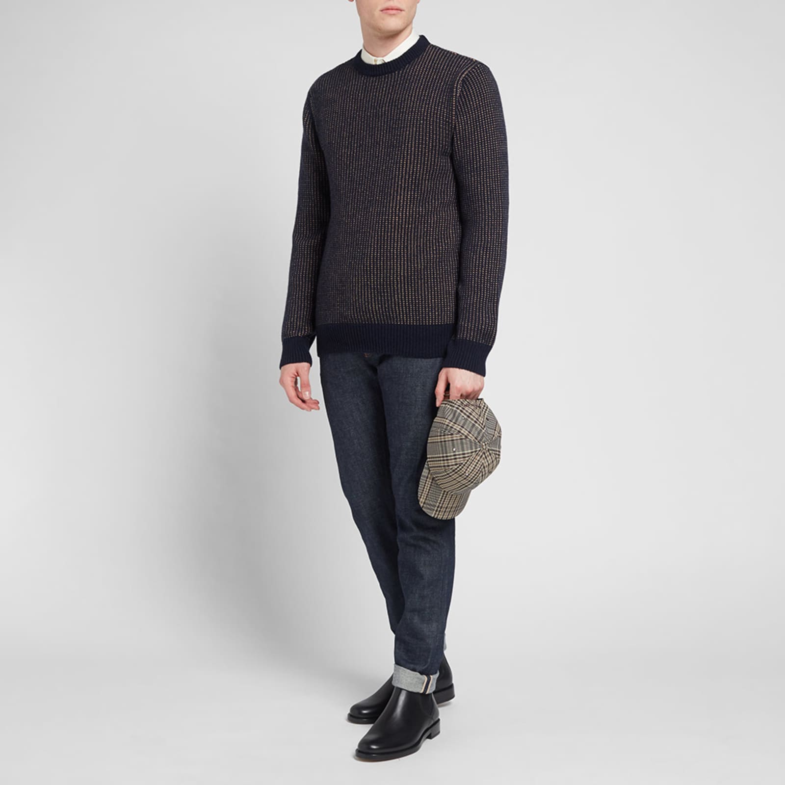 A.P.C. Keith Birdseye Crew Knit - Dark Navy