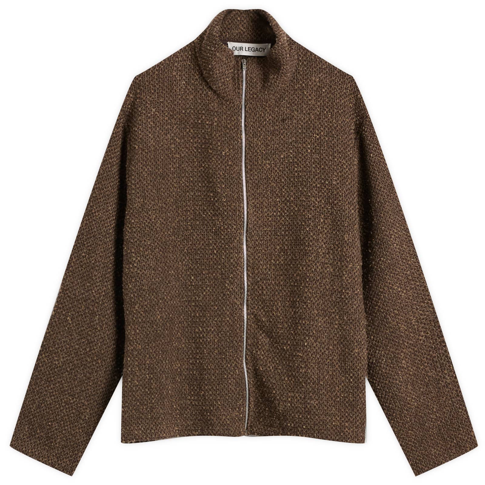 Our Legacy Shrunken Full Zip Polo - Brown Sparse Buckle Weave