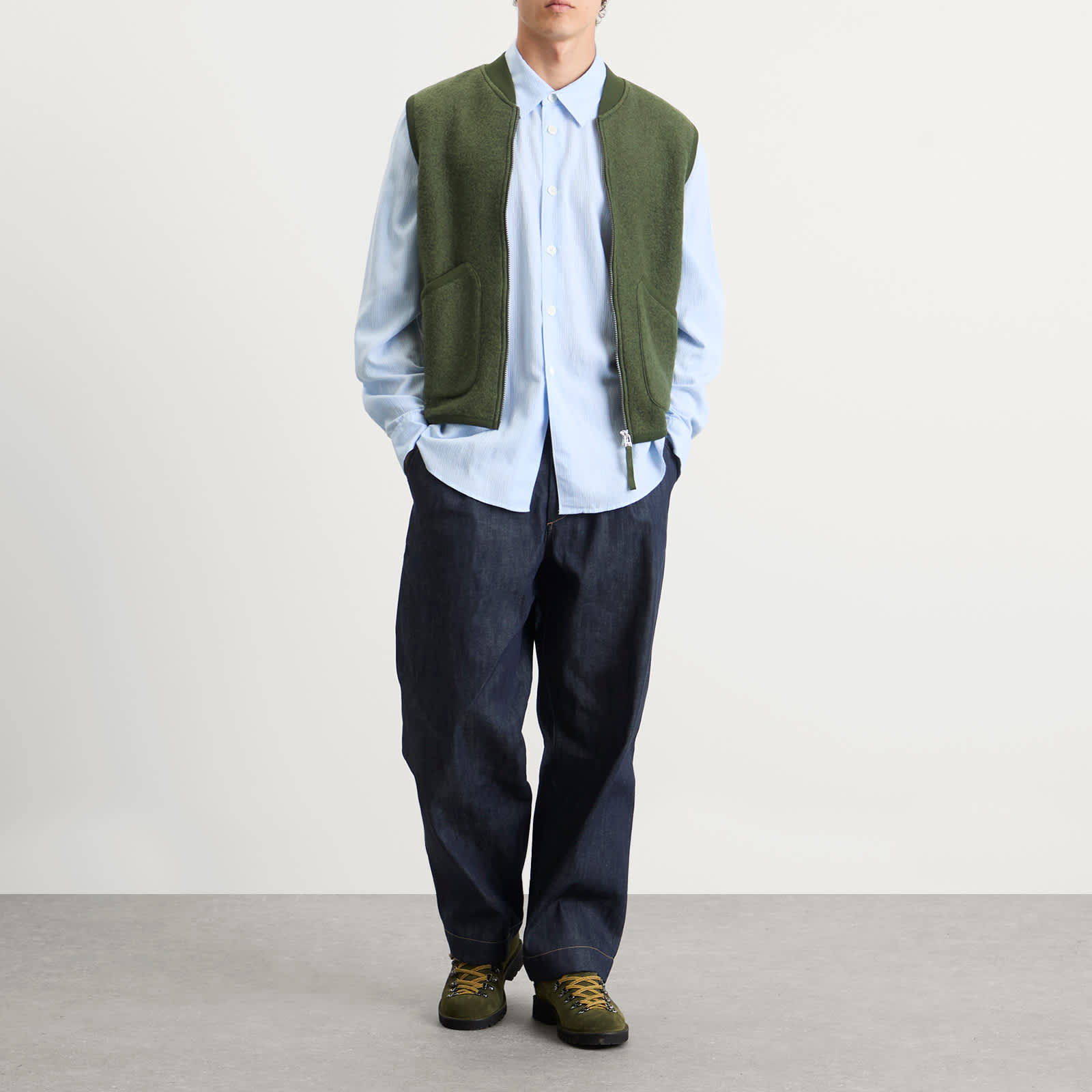 Universal Works Wool Fleece Zip Bomber - Presented by END. - Olive