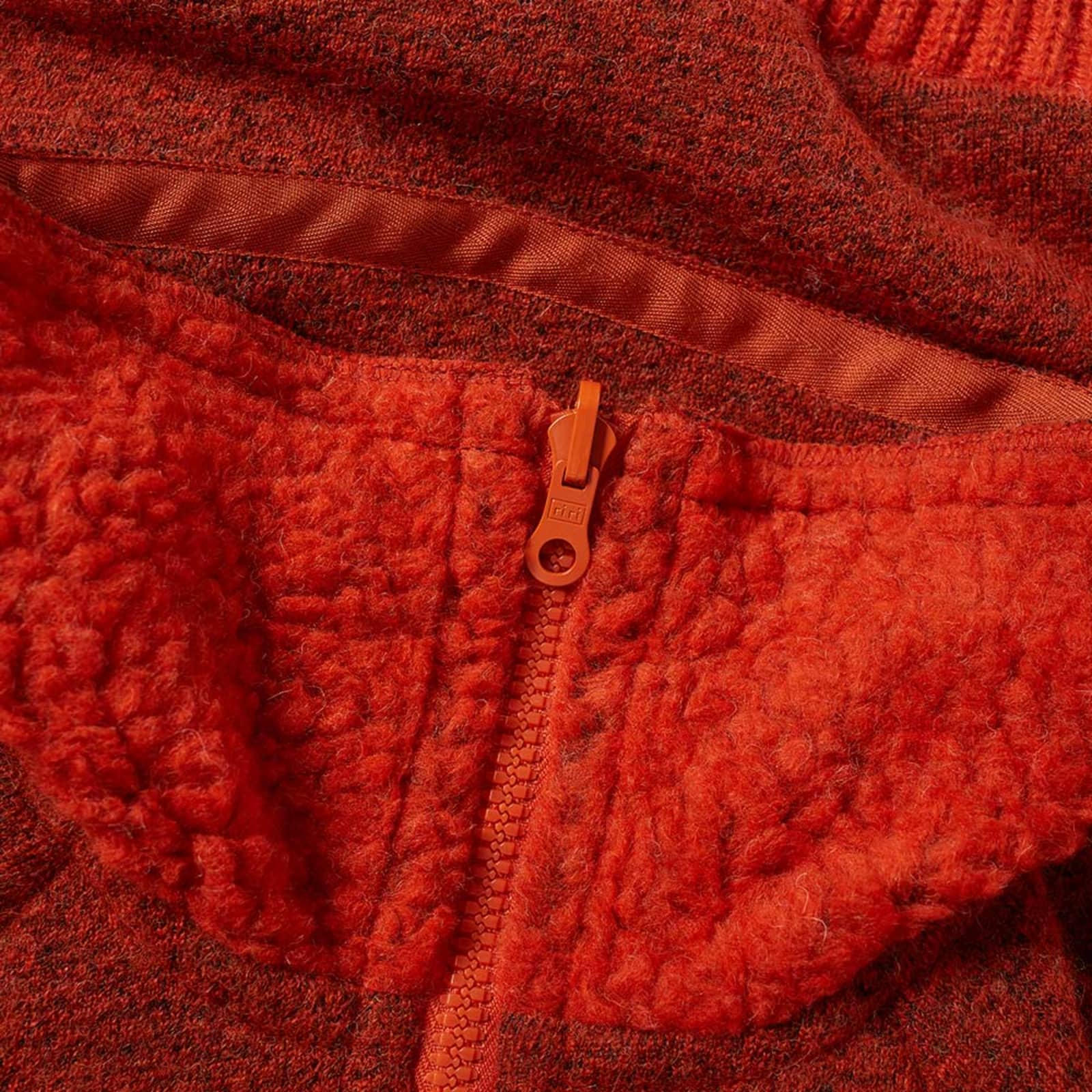 Nigel Cabourn x Peak Performance Wool Zip Fleece Jacket Orange END.