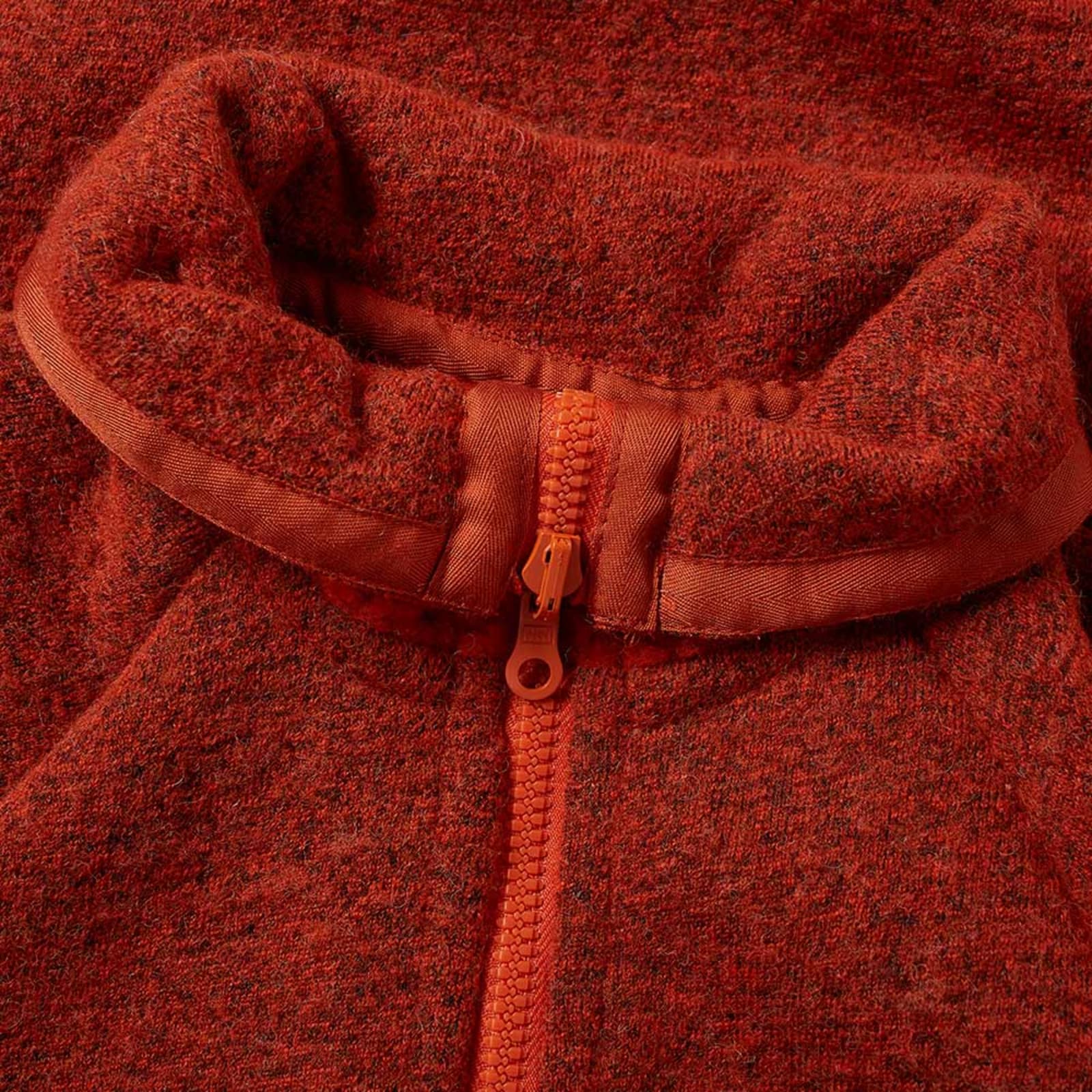 Nigel Cabourn x Peak Performance Wool Zip Fleece Jacket Orange END.