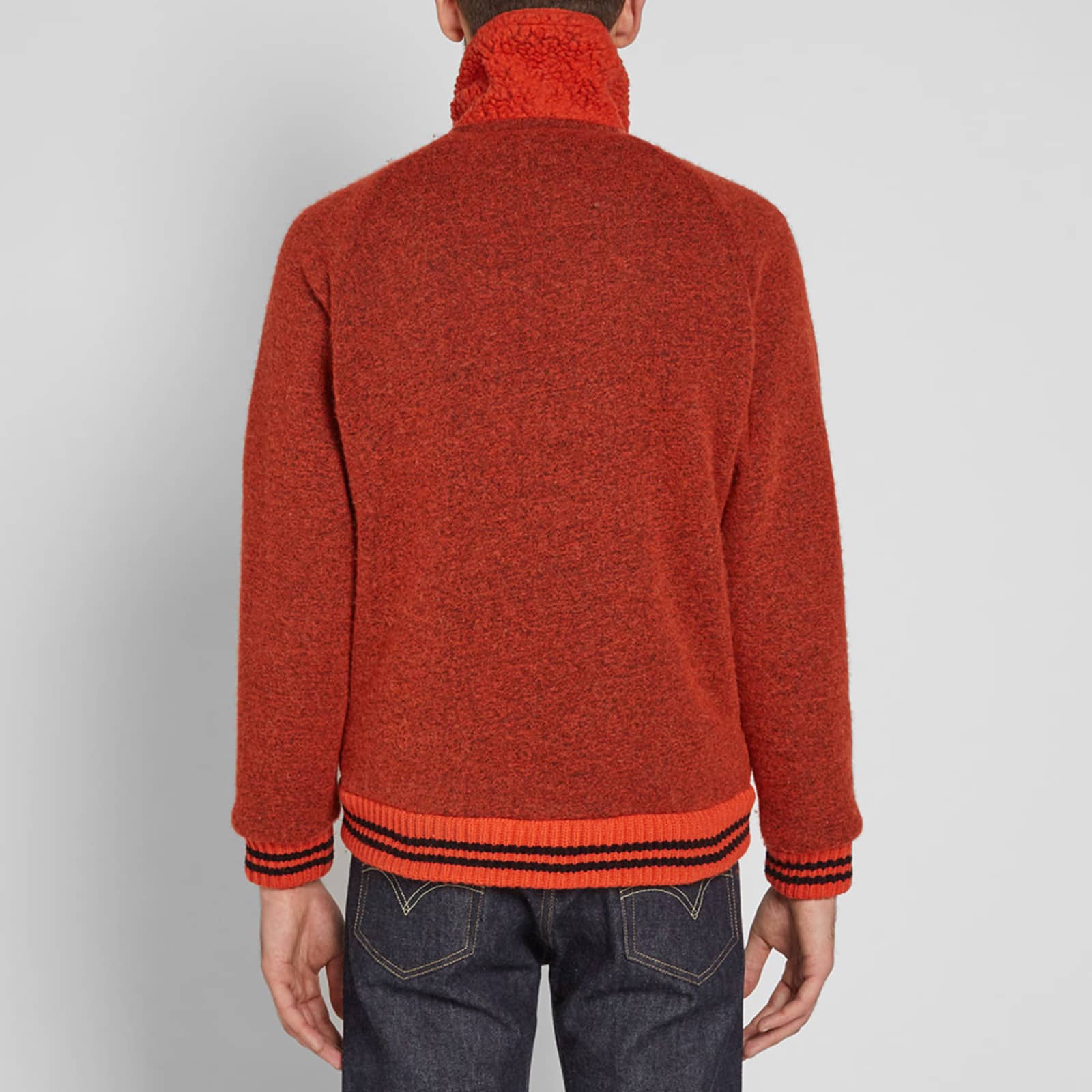 Nigel Cabourn x Peak Performance Wool Zip Fleece Jacket Orange END.