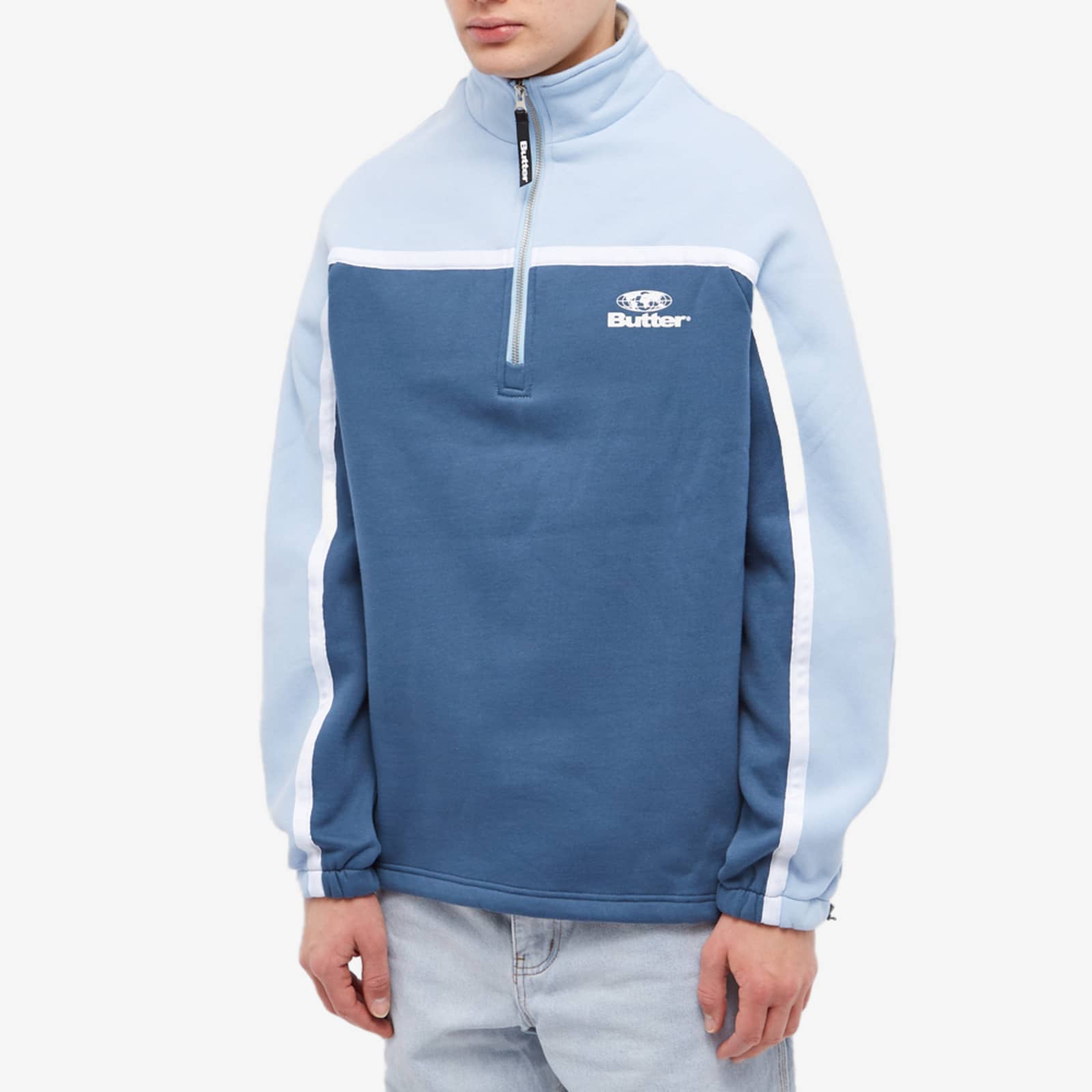 Butter Goods Northcliffe 1/4 Zip Sweat Sky Blue & Navy END.