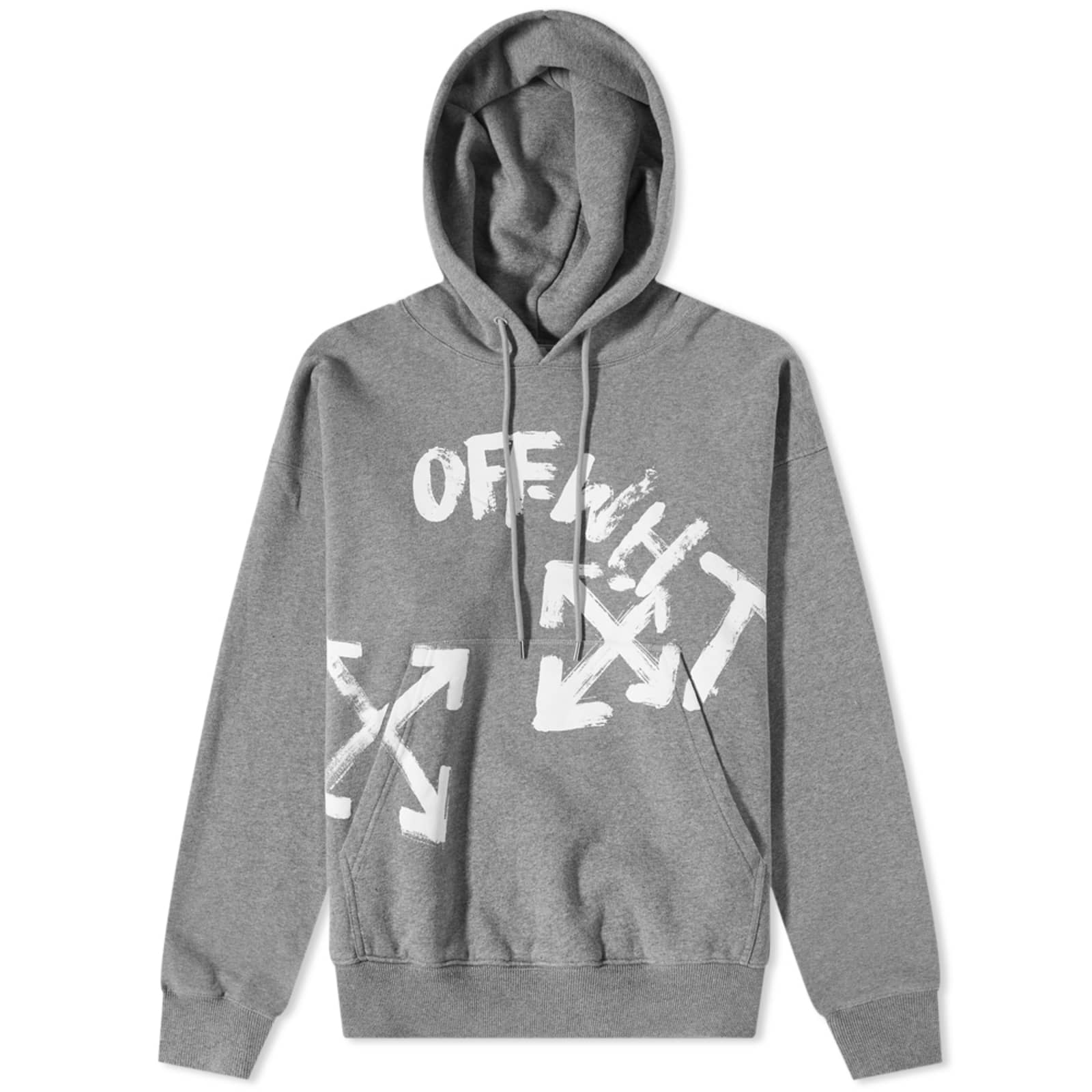 OffWhite Paint Script Skate Hoodie Grey Marl END.