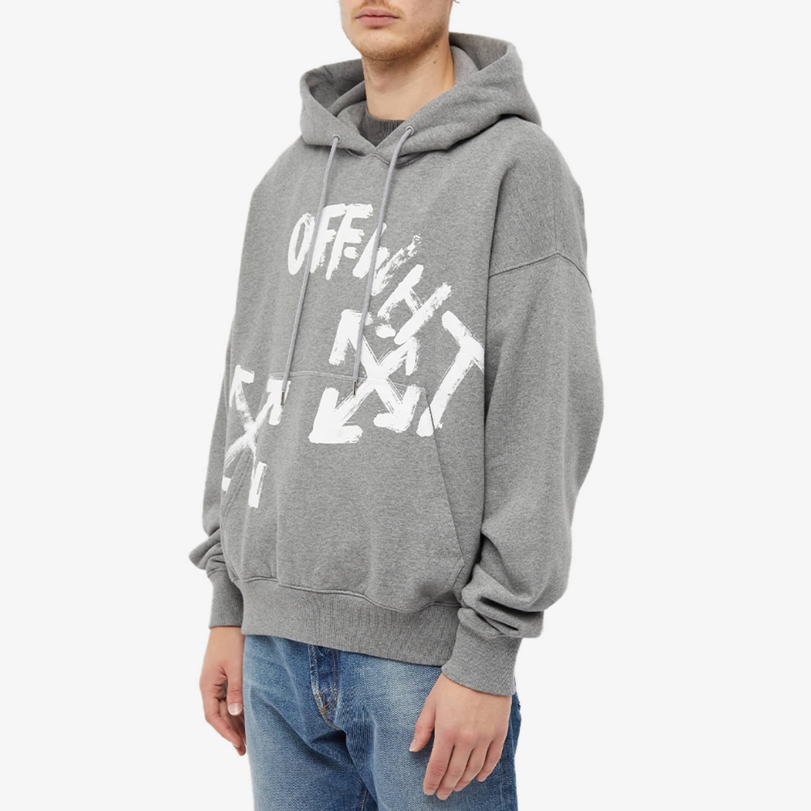 OffWhite Paint Script Skate Hoodie Grey Marl END.