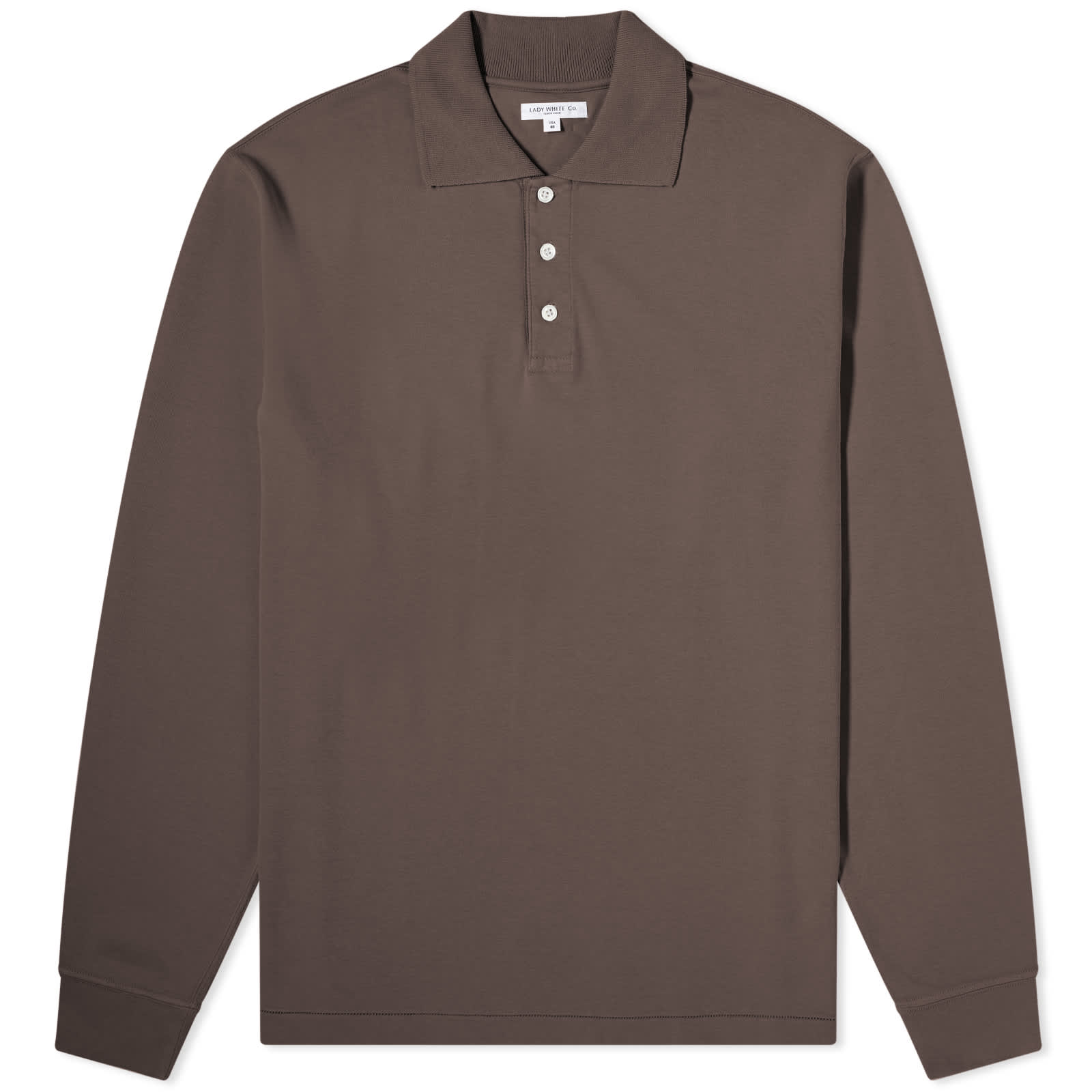 Lady White Co. Long Sleeve Three Button Polo Black Mushroom END. (US)