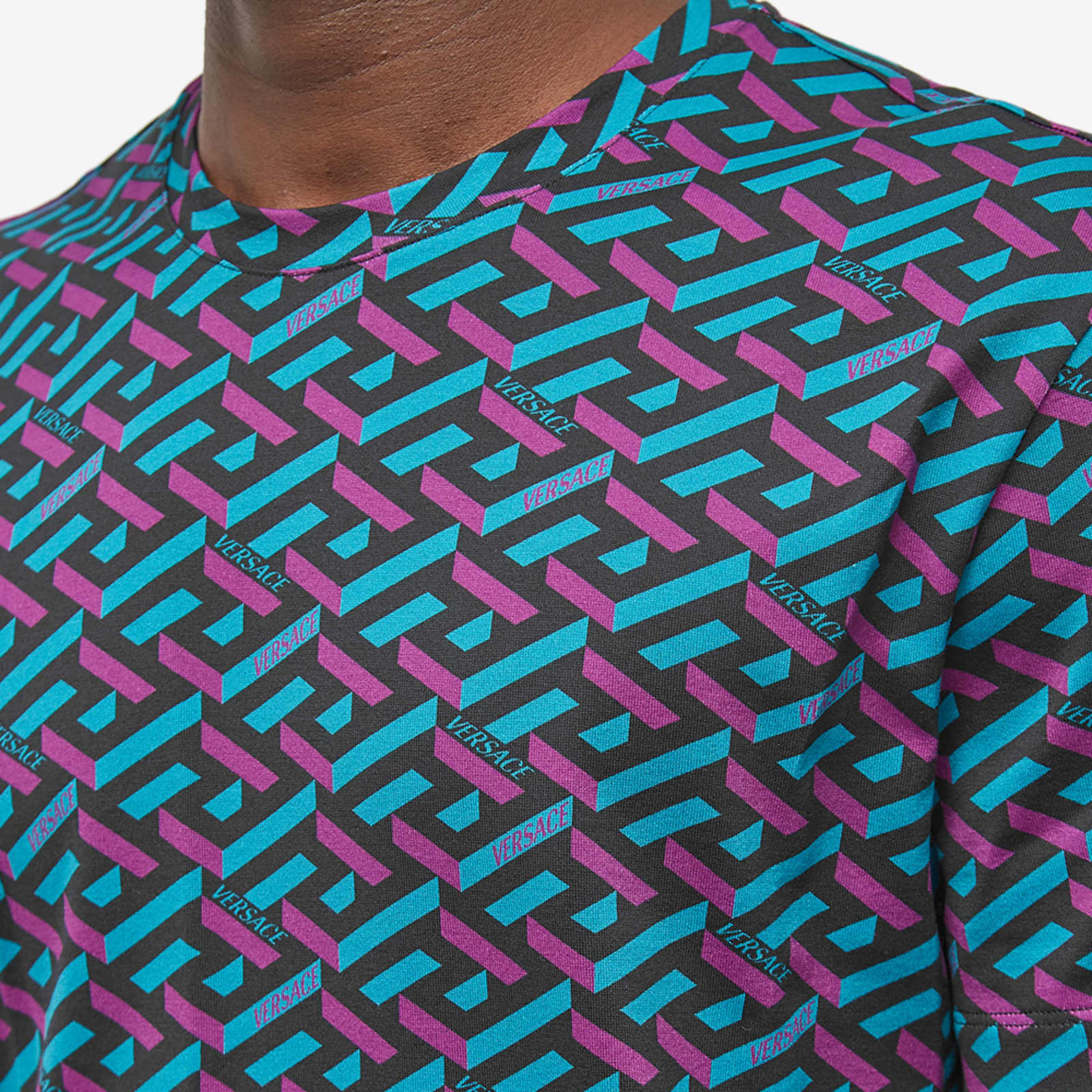 Versace Geometric Print T-Shirt Black & Purple | END.