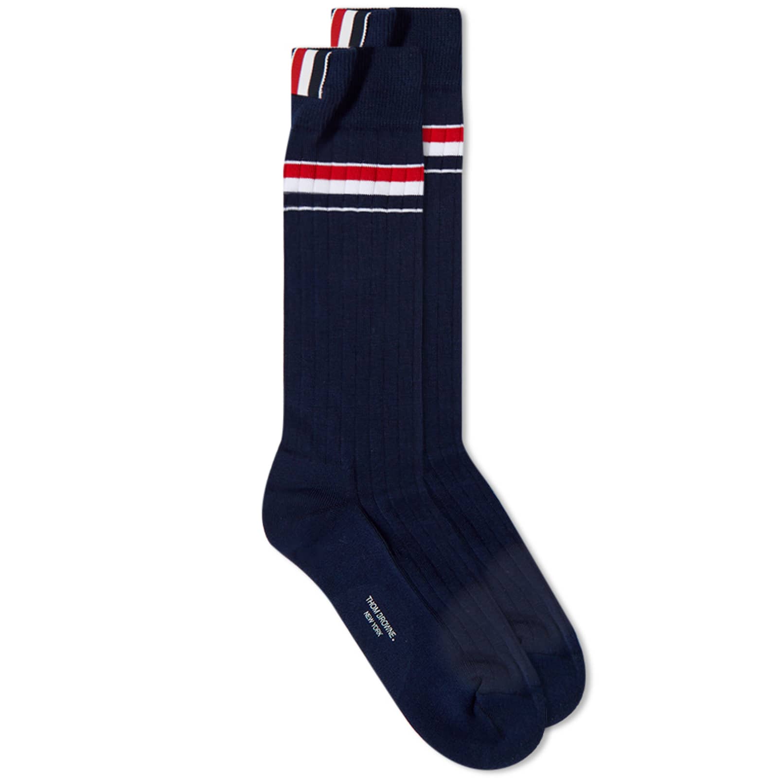 Thom Browne Athletic RWB Rib Mid Calf Sock Navy END. (US)