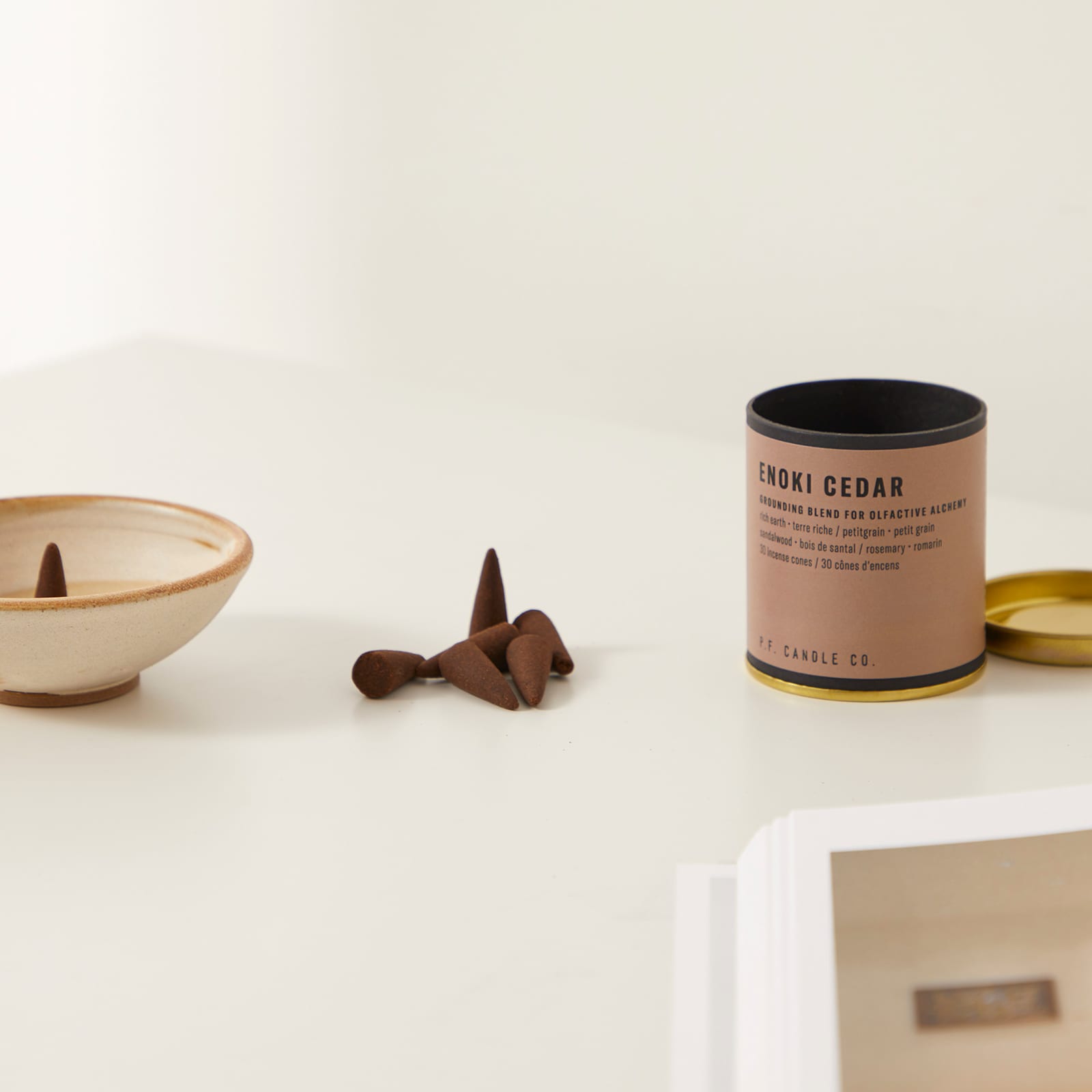 P.F. Candle Co. Enoki Cedar Incense Cones 30 Cones END.