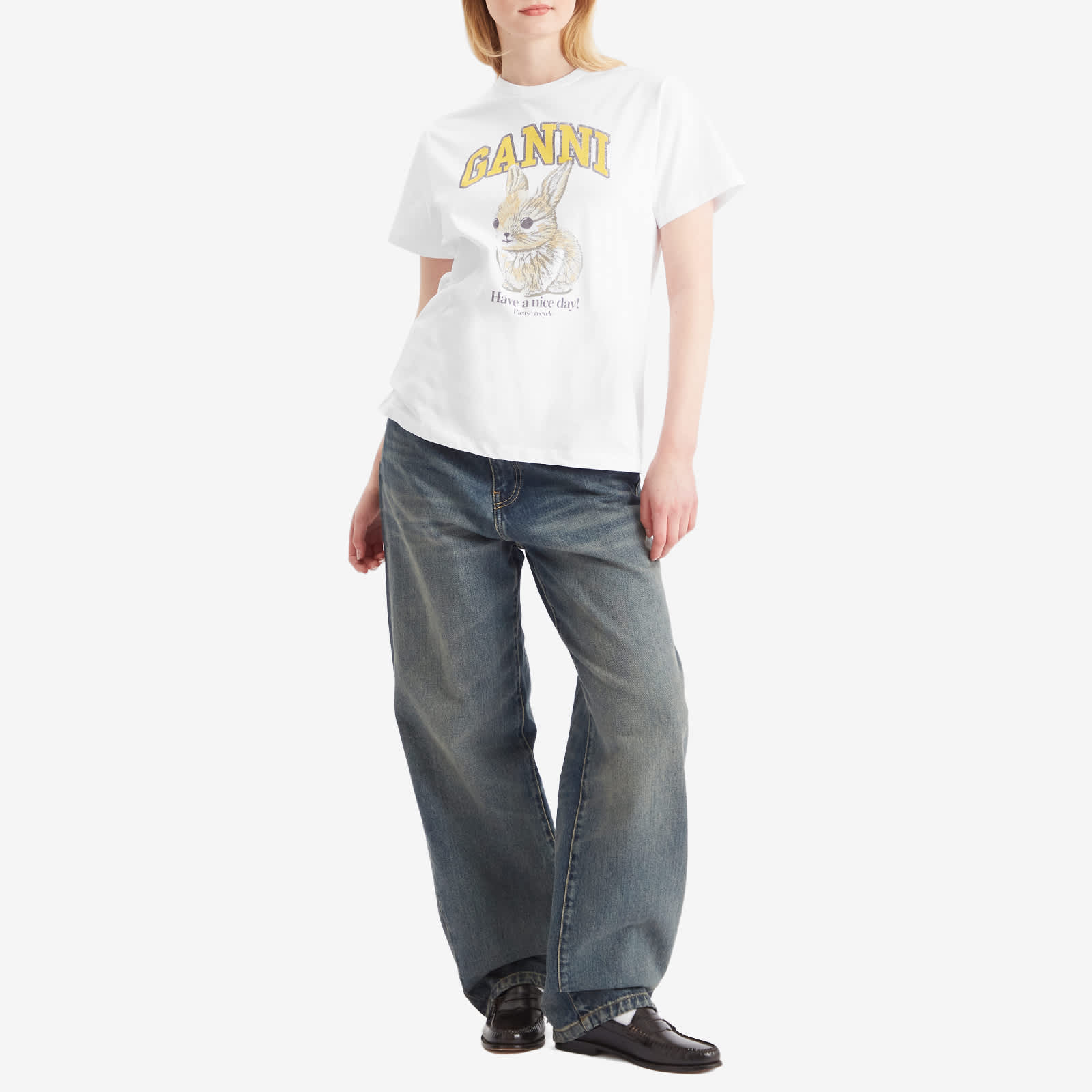 GANNI Basic Jersey Baby Bun Relaxed T-Shirt