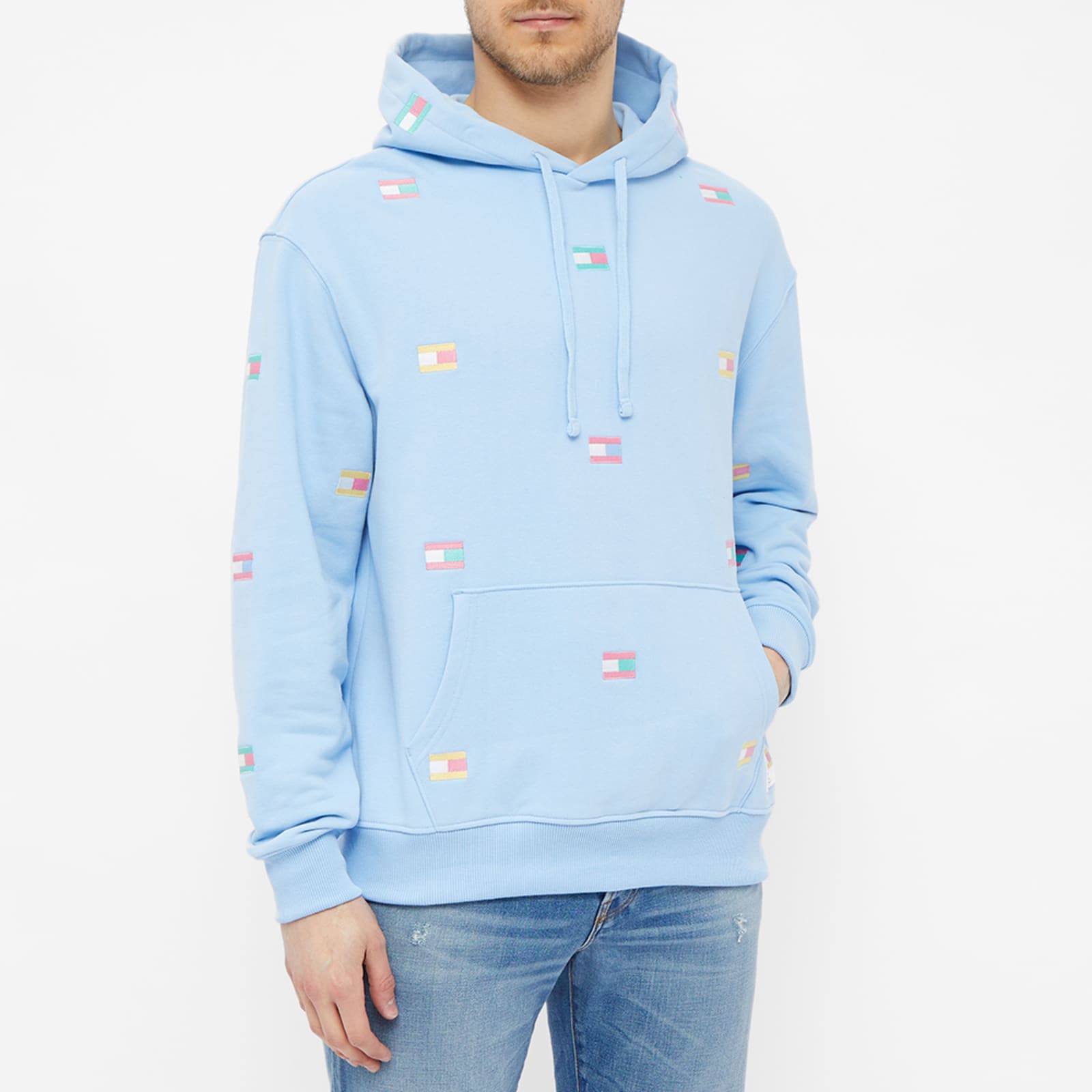 Tommy Jeans TJM Pastel Flag Aop Hoodie Light Powdery Blue END. (AU)